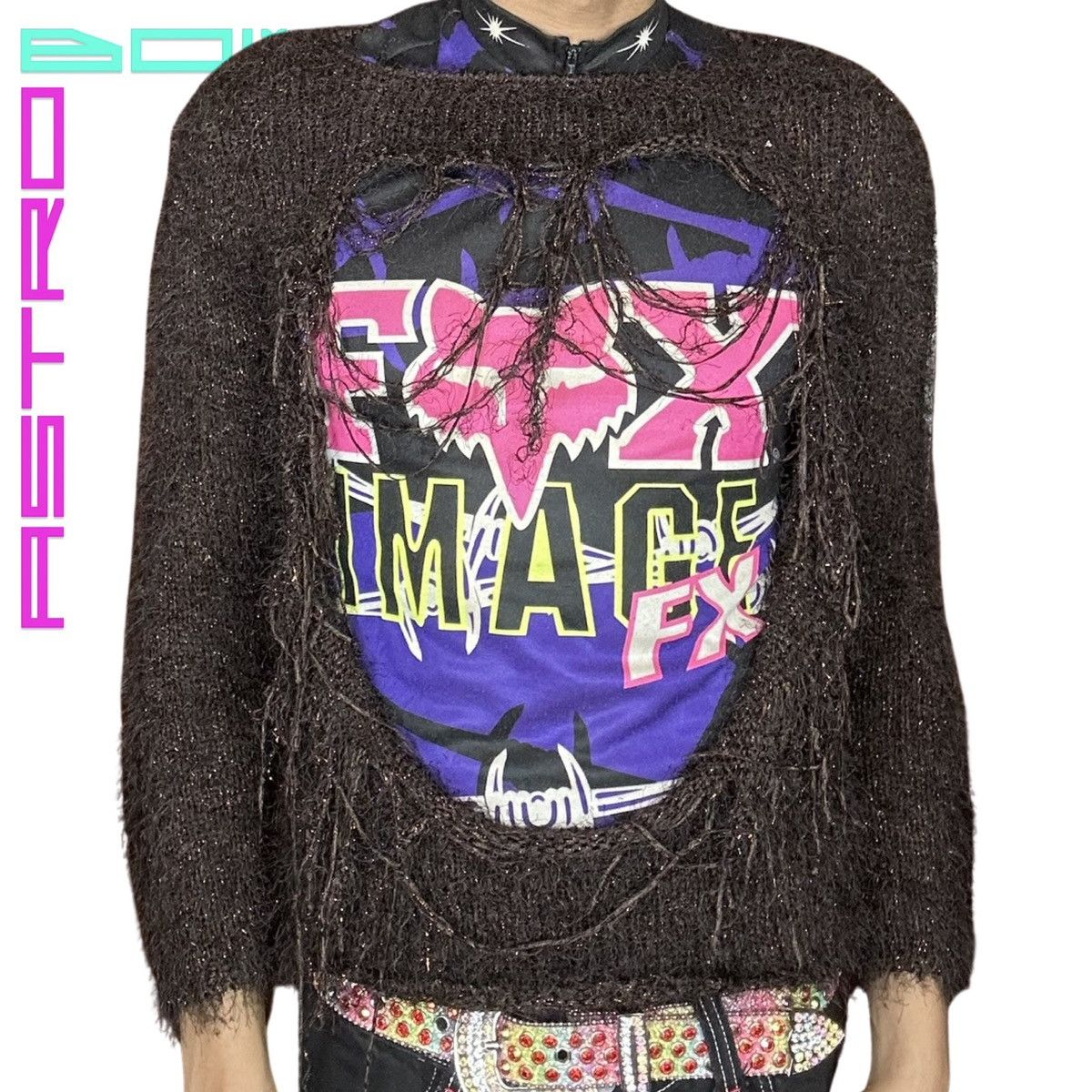 Vintage ASTROBOI* Custom Brown Metallic Grunge Sweater _ XL Size US XL / EU 56 / 4 - 1 Thumbnail