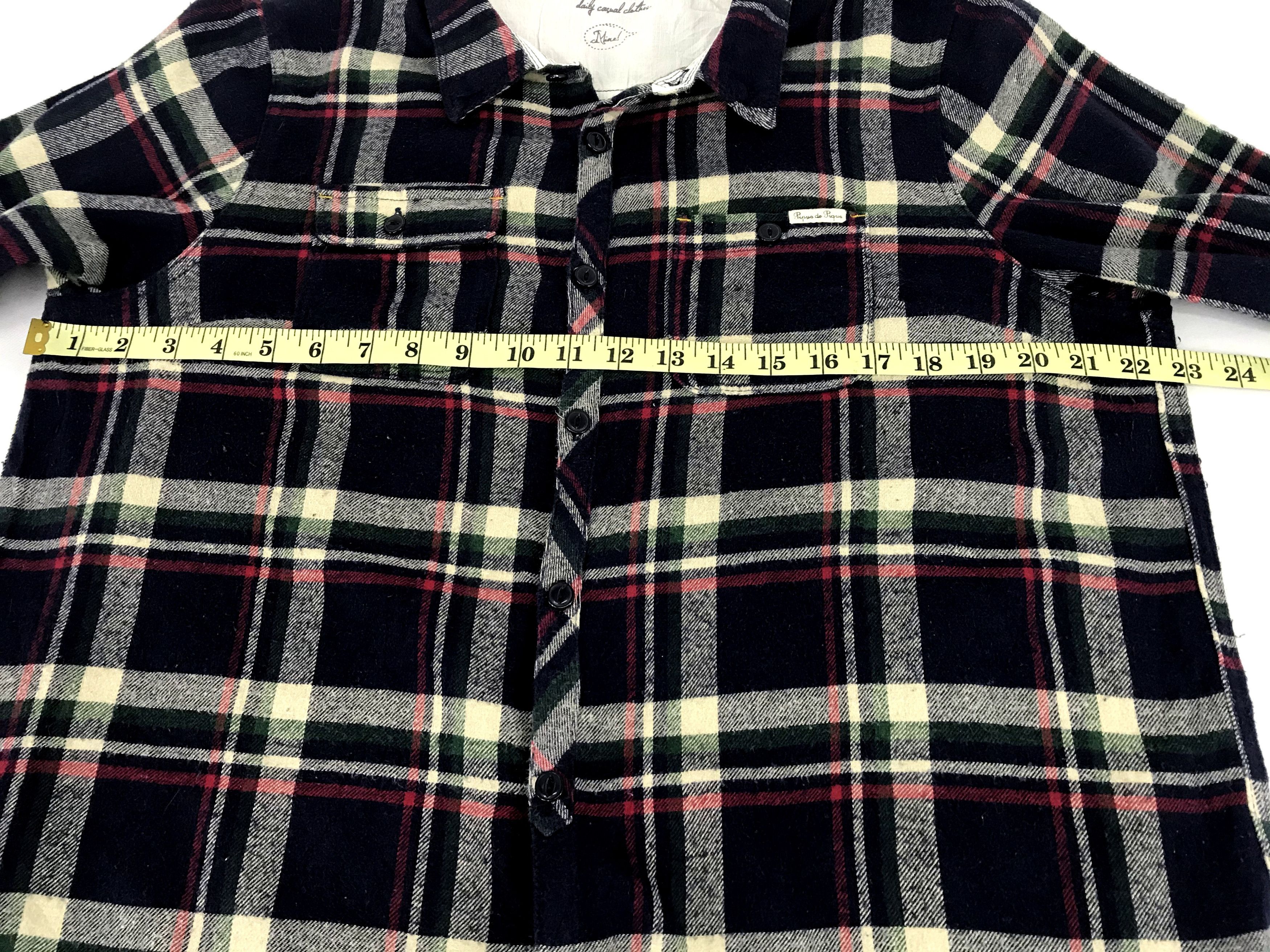 Flannel Pipue de Pique Thick Shirt Square Plaid Check Flannel Size XL / US 12-14 / IT 48-50 - 10 Thumbnail