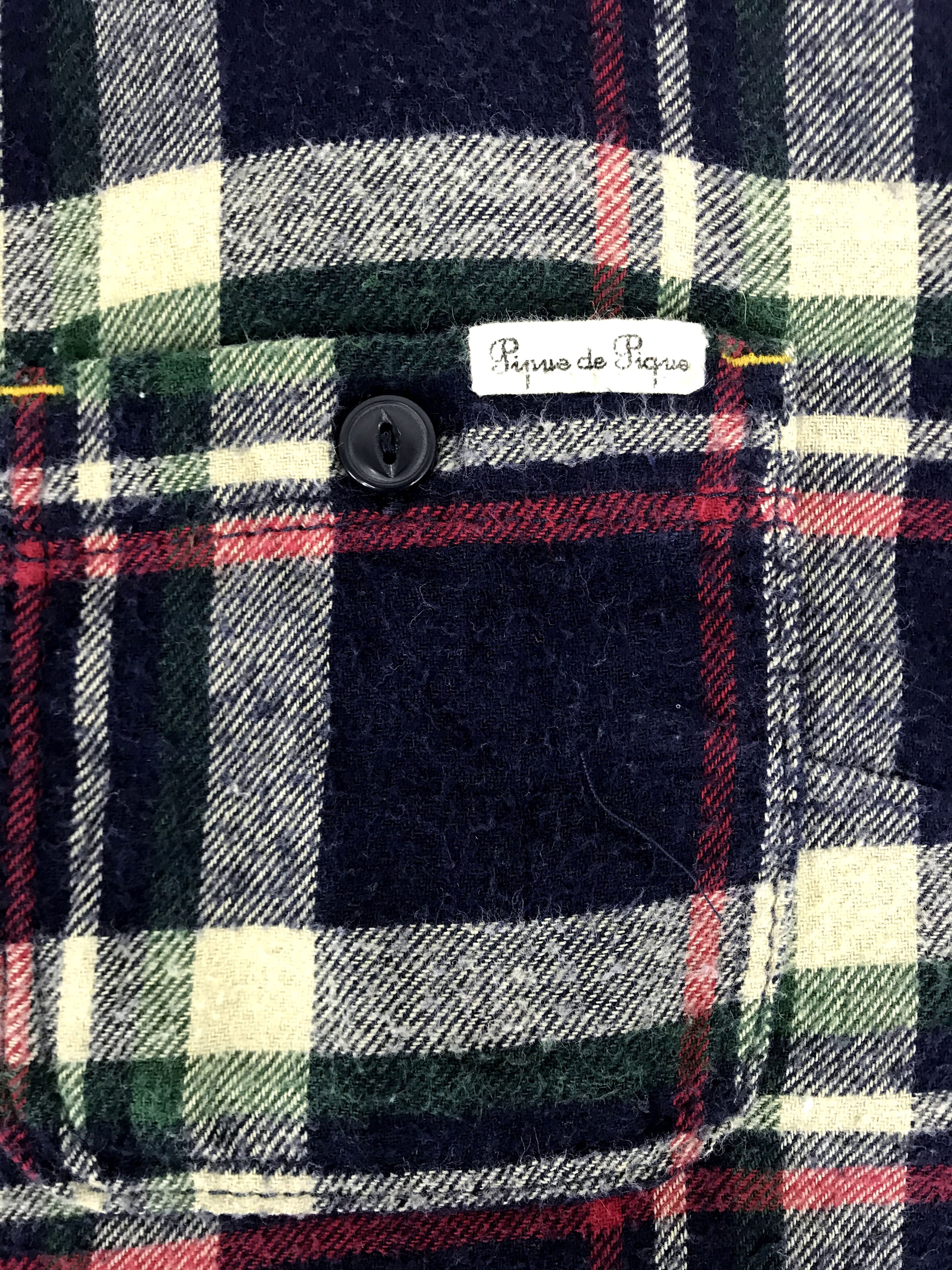 Flannel Pipue de Pique Thick Shirt Square Plaid Check Flannel Size XL / US 12-14 / IT 48-50 - 4 Thumbnail