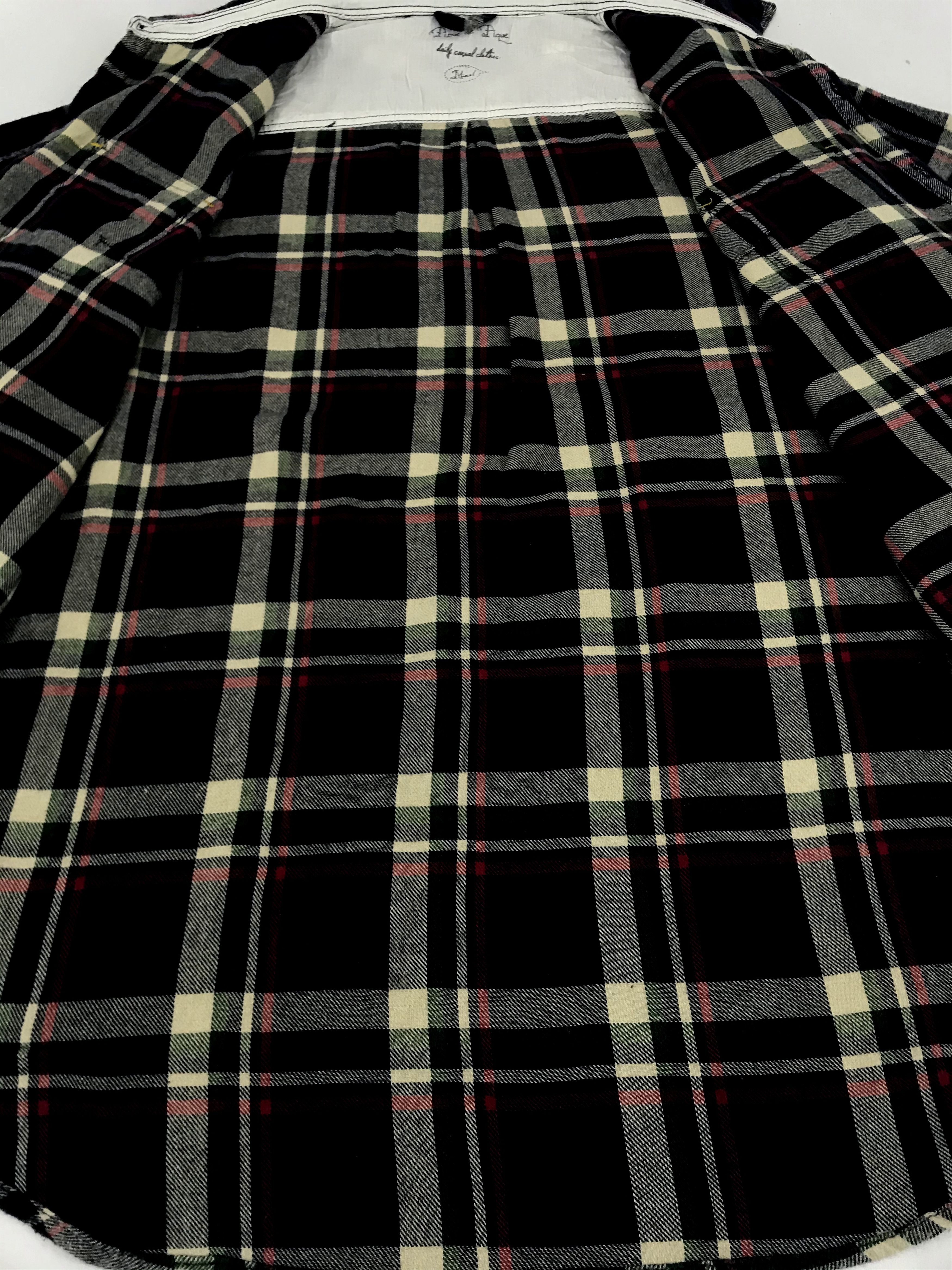 Flannel Pipue de Pique Thick Shirt Square Plaid Check Flannel Size XL / US 12-14 / IT 48-50 - 6 Thumbnail