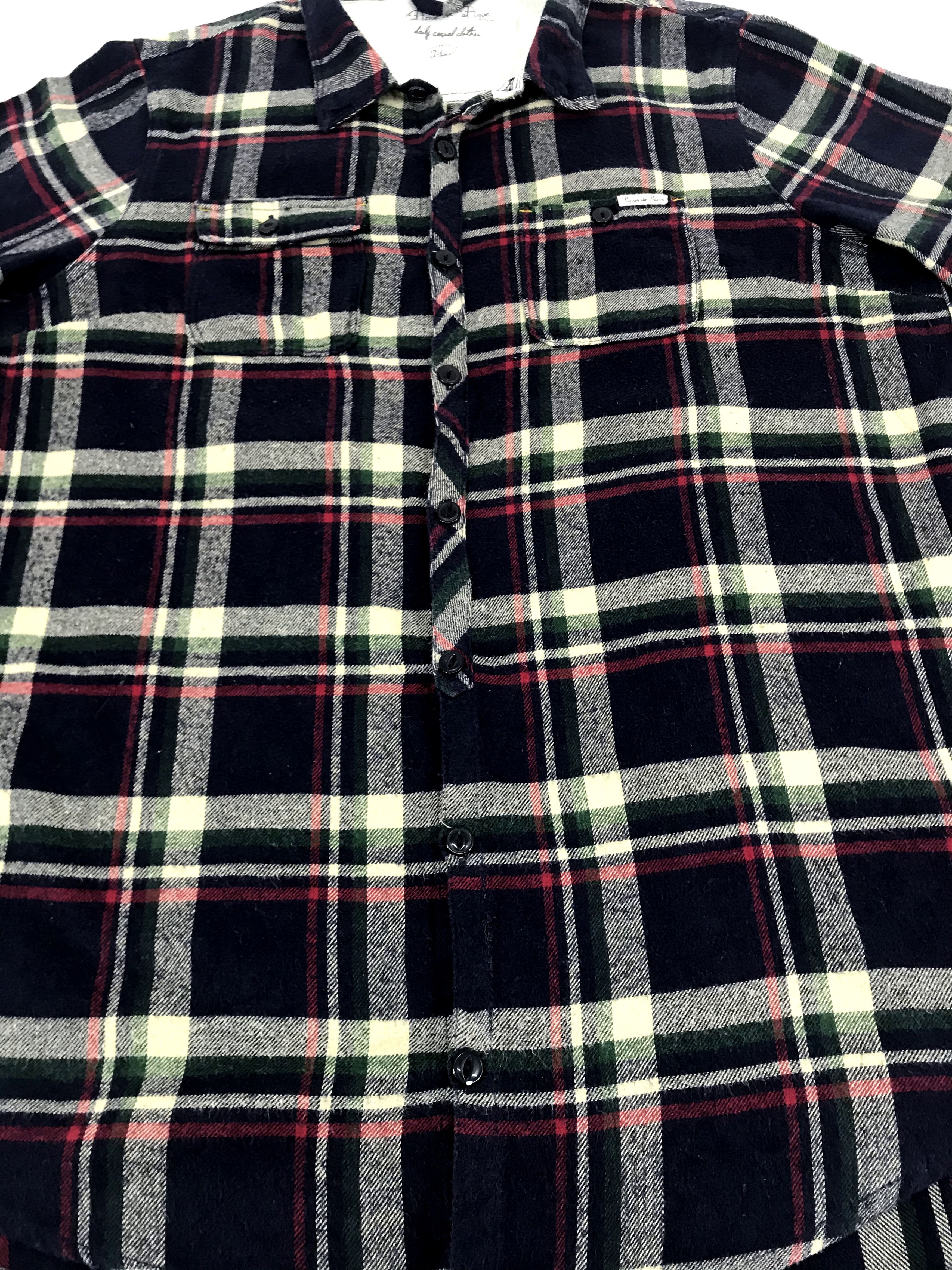Flannel Pipue de Pique Thick Shirt Square Plaid Check Flannel Size XL / US 12-14 / IT 48-50 - 3 Thumbnail