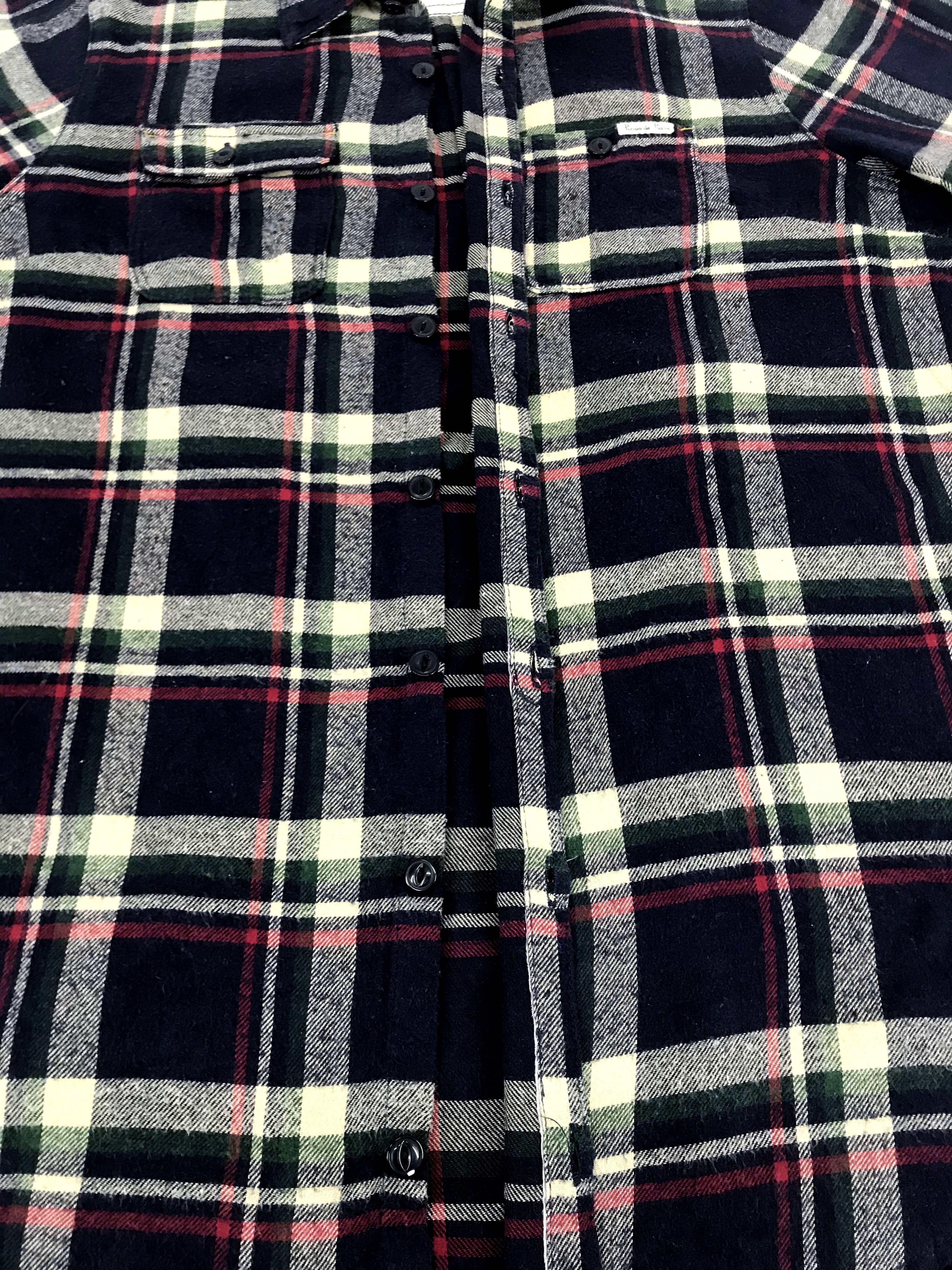 Flannel Pipue de Pique Thick Shirt Square Plaid Check Flannel Size XL / US 12-14 / IT 48-50 - 5 Thumbnail