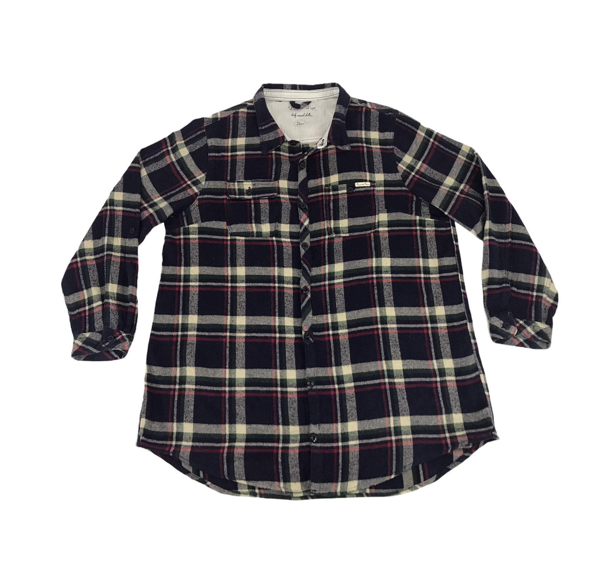 Flannel Pipue de Pique Thick Shirt Square Plaid Check Flannel Size XL / US 12-14 / IT 48-50 - 1 Thumbnail