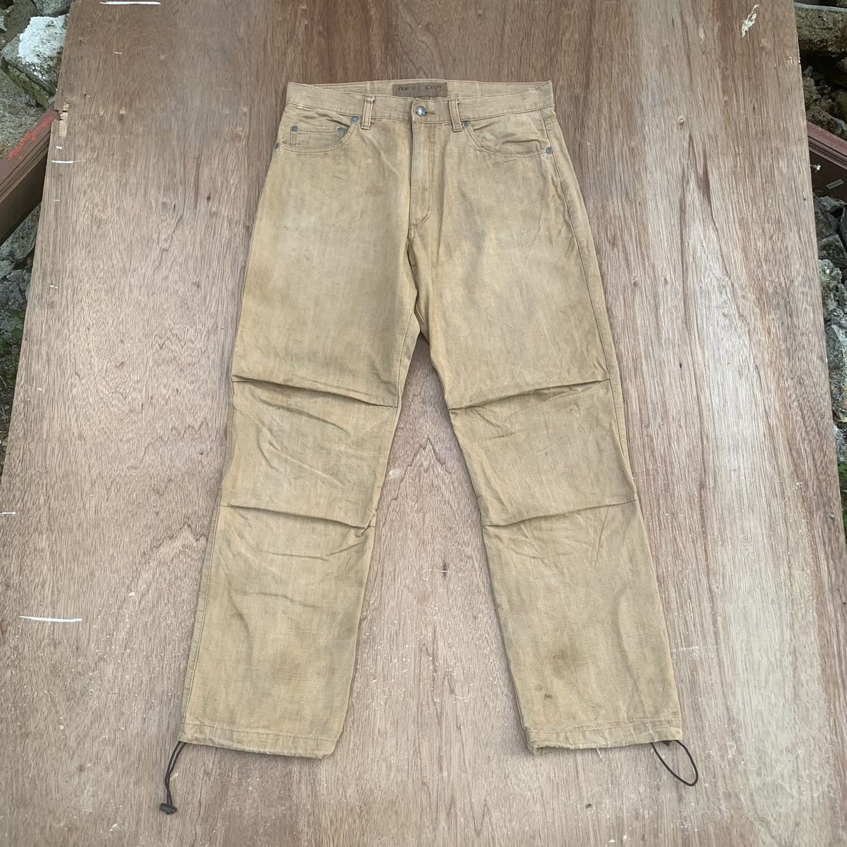 image of Mastermind Japan x Straight Faded Flash japanese VTG Trousers Duck Canvas Faded Pants in Brown (Siz