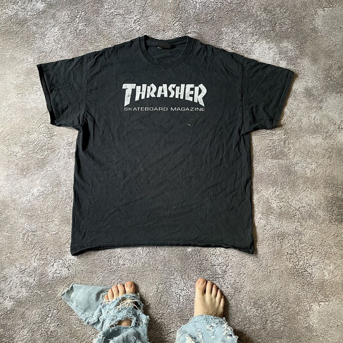 image of Band Tees x Vintage Y2K Thrasher Logo Skateboard Skategang Band Tee, Men's (Size XL)