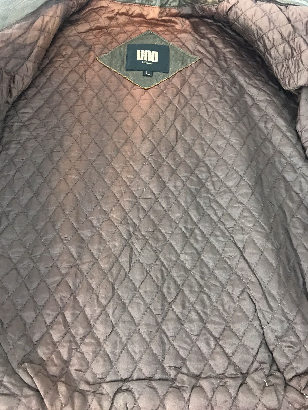 Genuine Leather × Japanese Brand × Vintage Uno Uomo Bomber Style Leather Jacket Quilted Inner Size US L / EU 52-54 / 3 - 4 Thumbnail