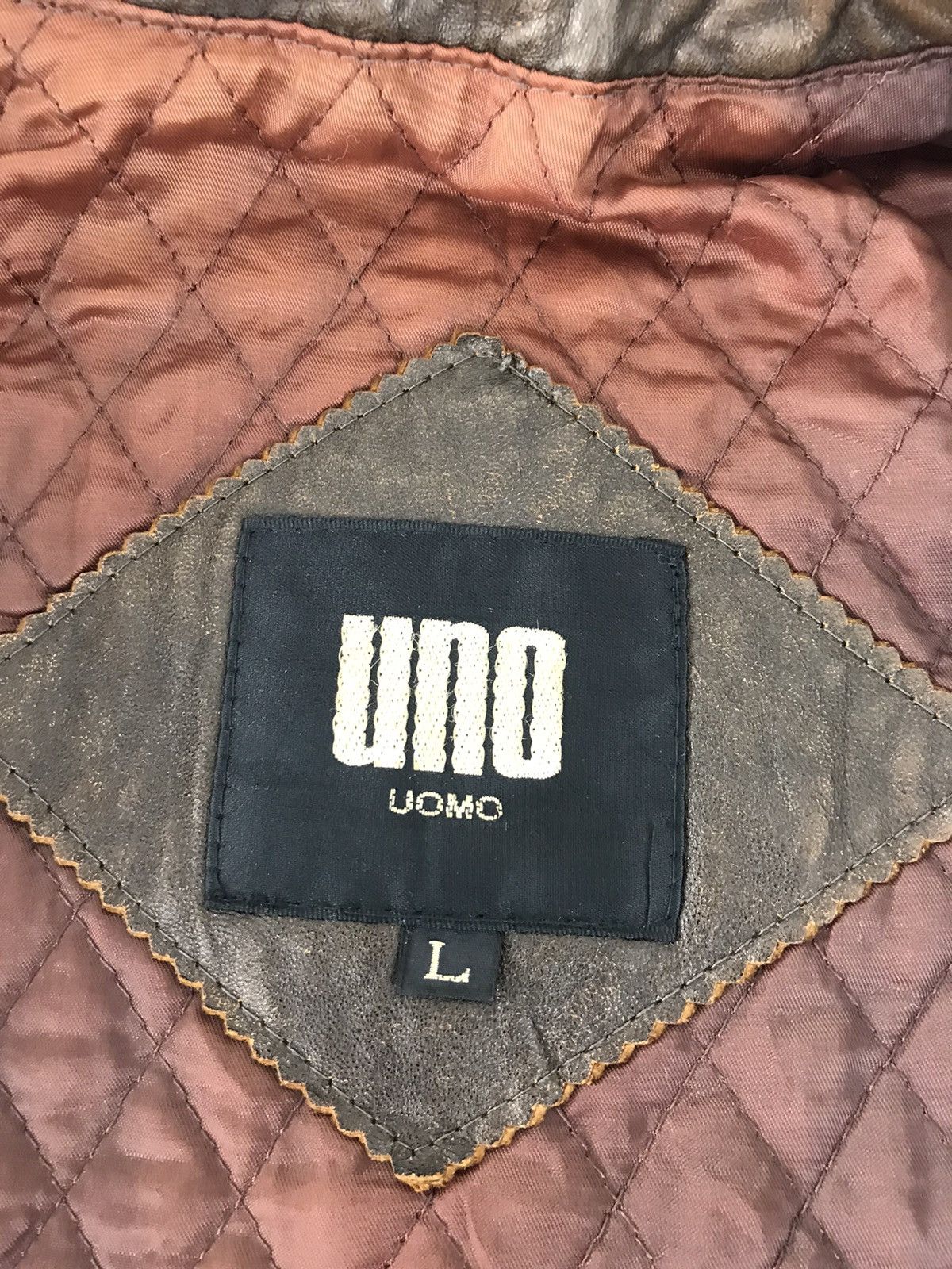 Genuine Leather × Japanese Brand × Vintage Uno Uomo Bomber Style Leather Jacket Quilted Inner Size US L / EU 52-54 / 3 - 5 Thumbnail