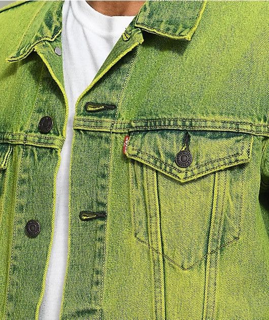 Levi's neon green trucker jacket best sale