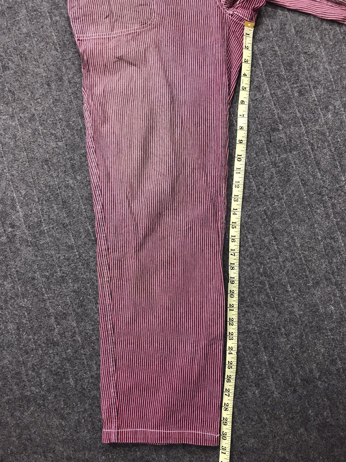 Japanese Brand KR Cat Tsunagi Striped Red Denim Pant Workwear Carpenter Size US 36 / EU 52 - 12 Thumbnail