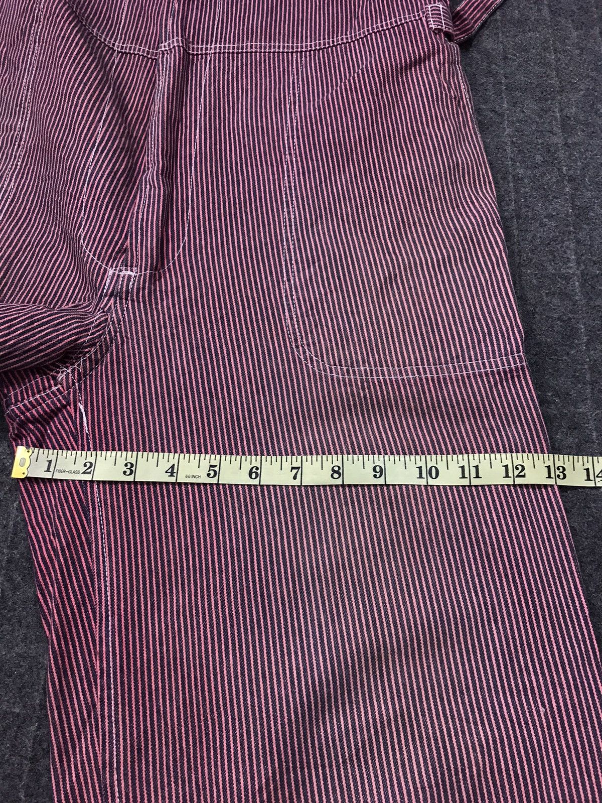 Japanese Brand KR Cat Tsunagi Striped Red Denim Pant Workwear Carpenter Size US 36 / EU 52 - 15 Thumbnail