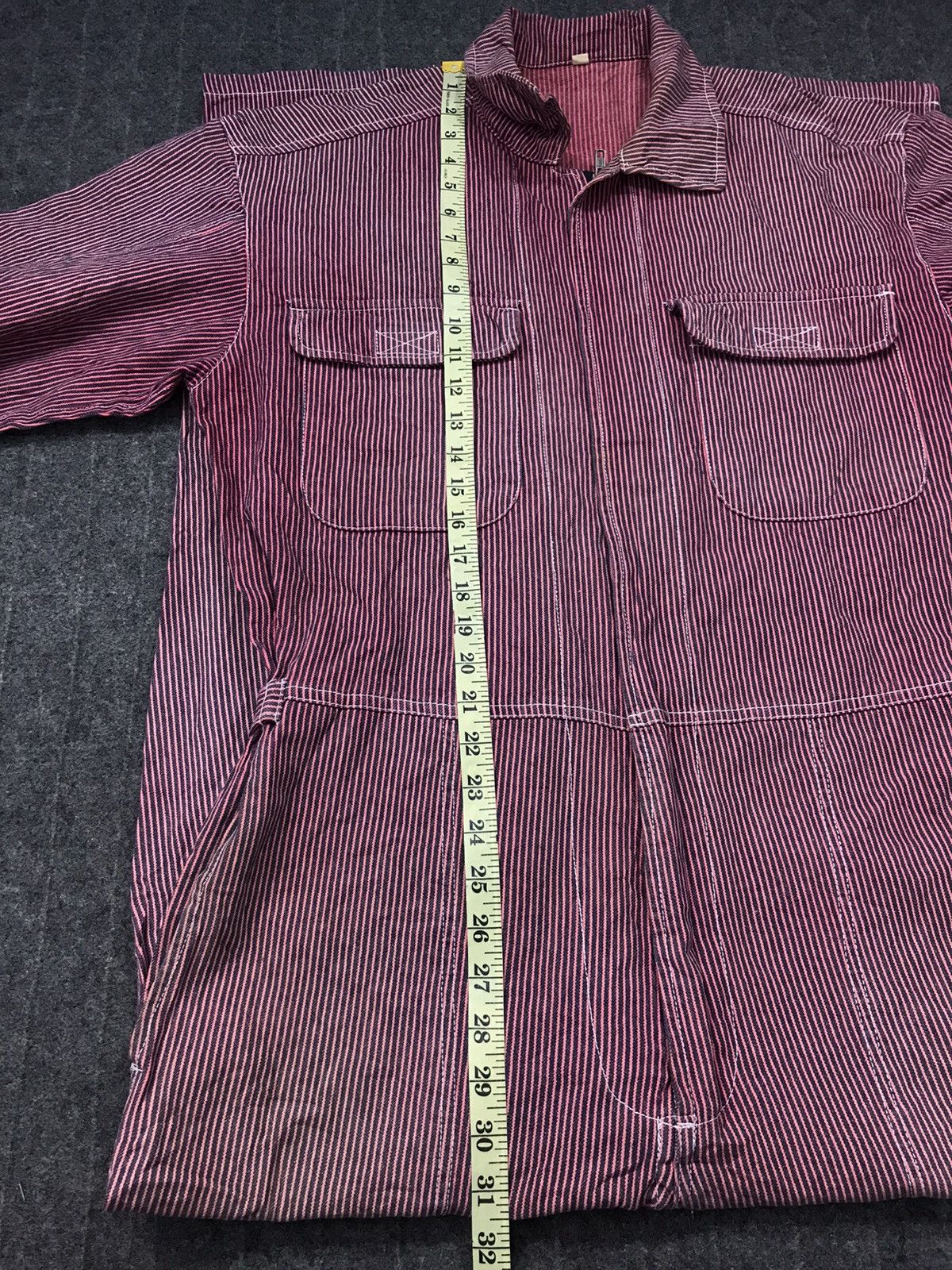 Japanese Brand KR Cat Tsunagi Striped Red Denim Pant Workwear Carpenter Size US 36 / EU 52 - 11 Thumbnail