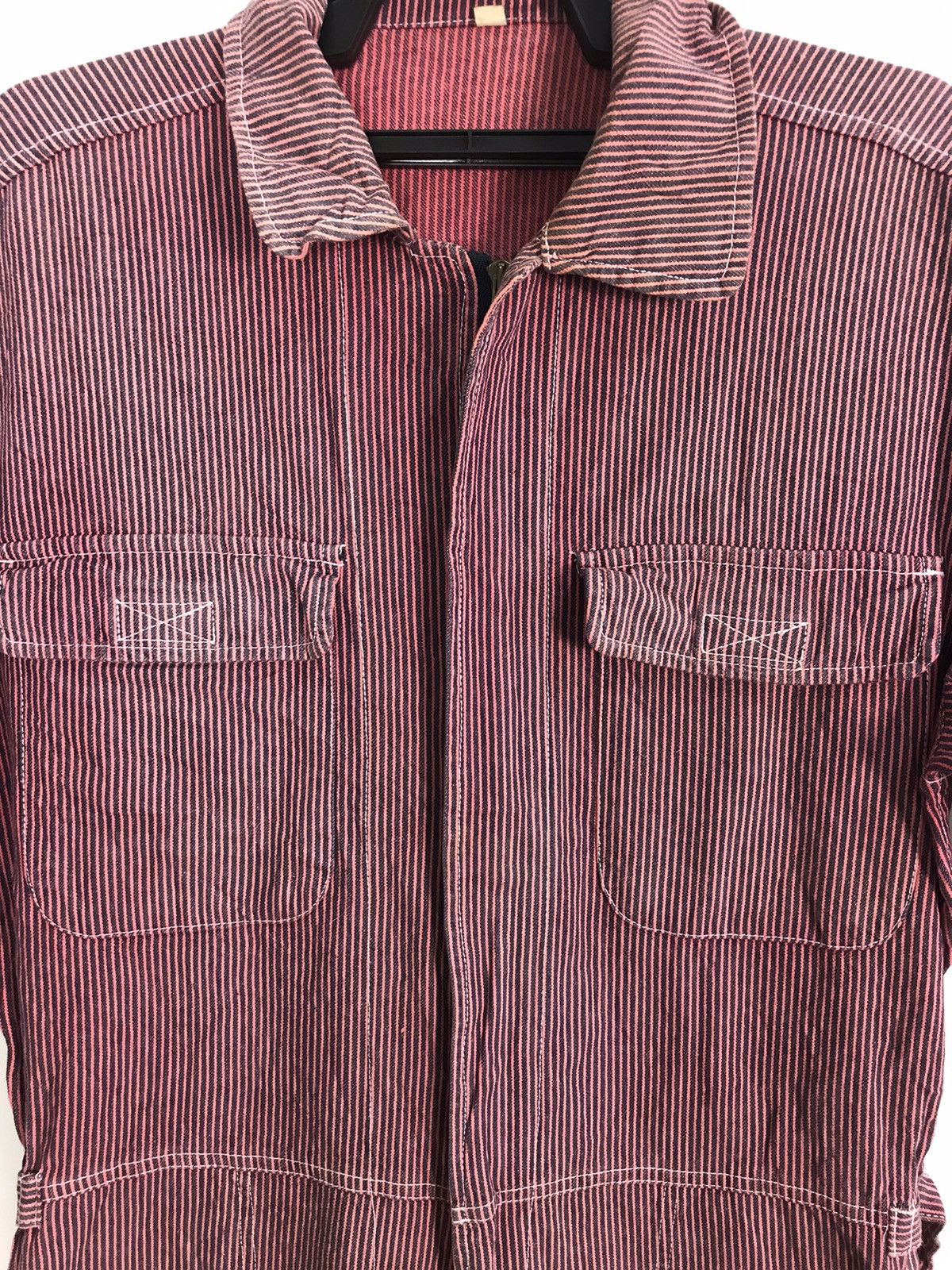 Japanese Brand KR Cat Tsunagi Striped Red Denim Pant Workwear Carpenter Size US 36 / EU 52 - 3 Thumbnail