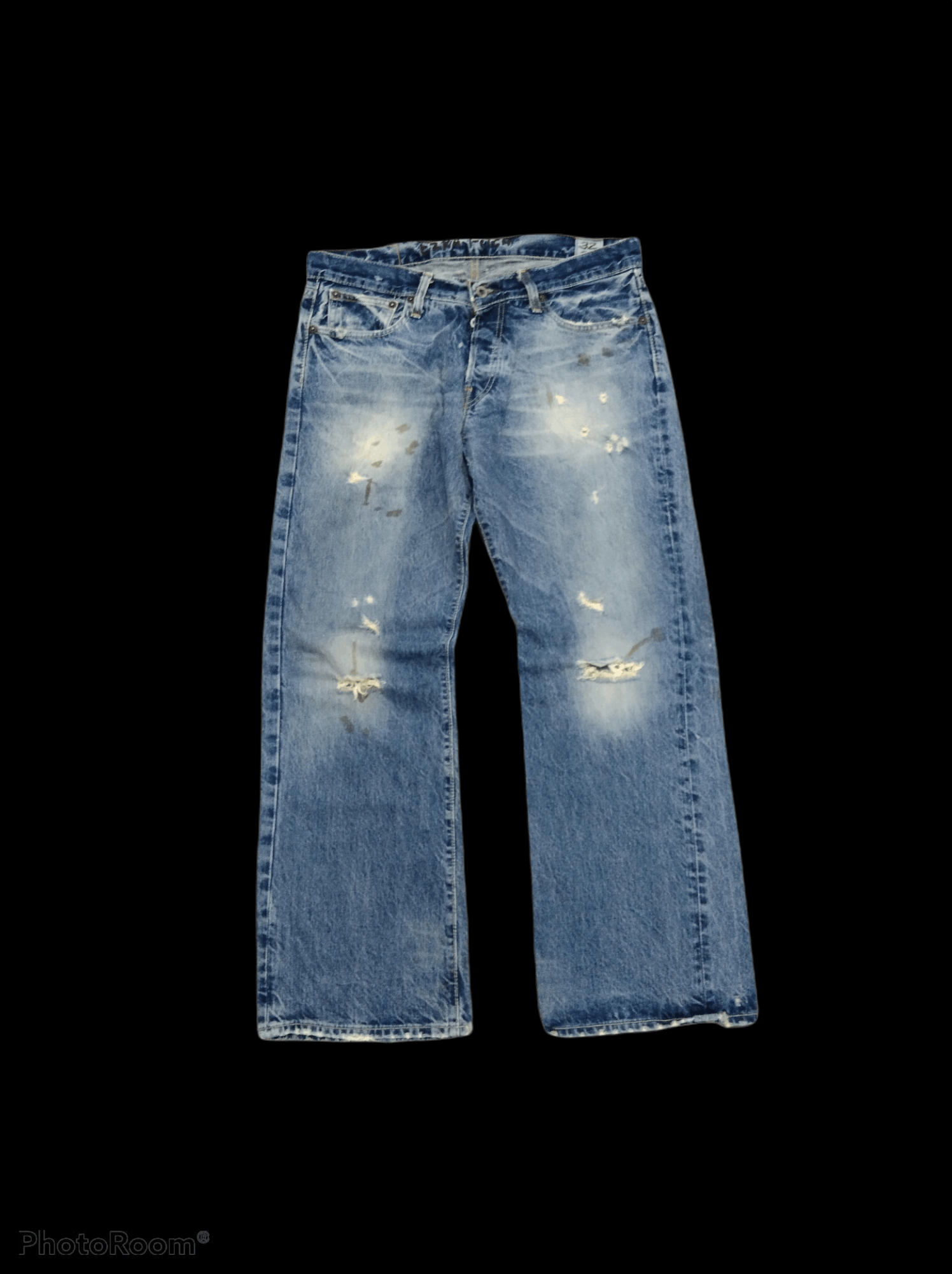DISTRESSED RIPPED EZRA FITCH JAPANESE BRAND DENIM PANTS
