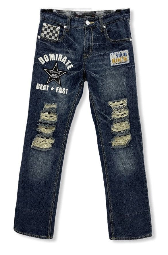 Beauty Beast FYE🔥DOMINATE BEAT*FAST Handcrafted Distressed Ripped Denim Size US 30 / EU 46 - 3 Thumbnail