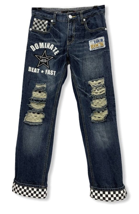 Beauty Beast FYE🔥DOMINATE BEAT*FAST Handcrafted Distressed Ripped Denim Size US 30 / EU 46 - 2 Thumbnail