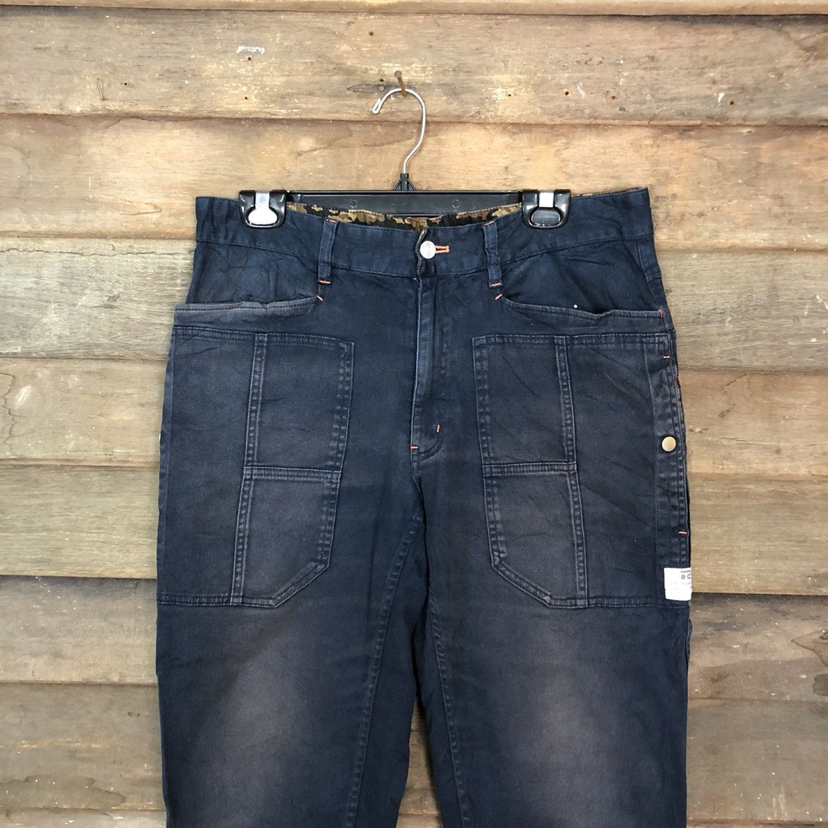 Japanese Brand RosaSen Dark Blue Multipocket cropped Cargo Pants #c981 Size US 32 / EU 48 - 2 Thumbnail