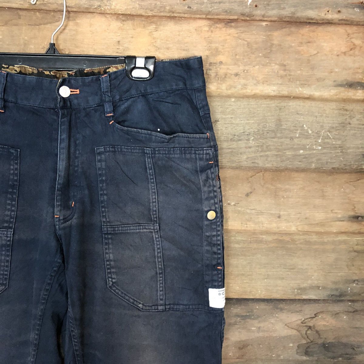 Japanese Brand RosaSen Dark Blue Multipocket cropped Cargo Pants #c981 Size US 32 / EU 48 - 5 Thumbnail