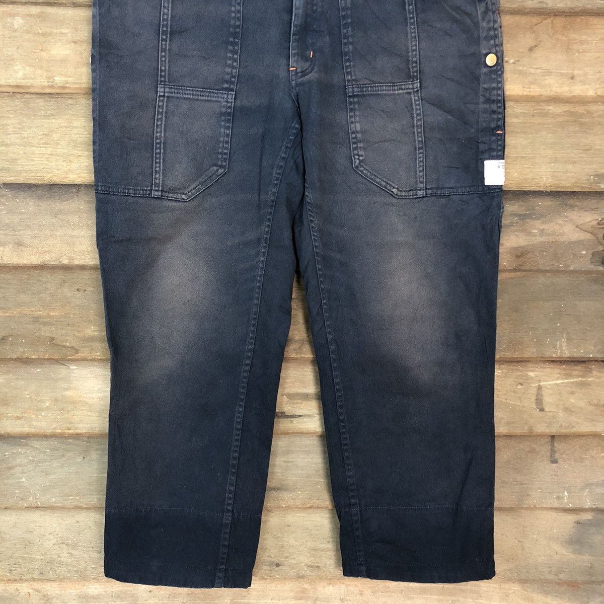 Japanese Brand RosaSen Dark Blue Multipocket cropped Cargo Pants #c981 Size US 32 / EU 48 - 3 Thumbnail