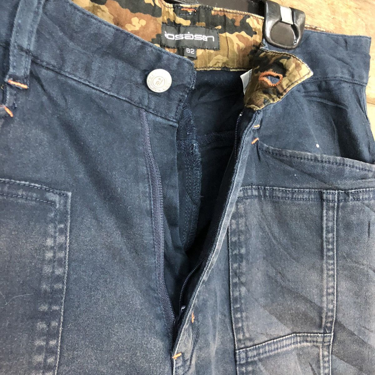 Japanese Brand RosaSen Dark Blue Multipocket cropped Cargo Pants #c981 Size US 32 / EU 48 - 9 Thumbnail