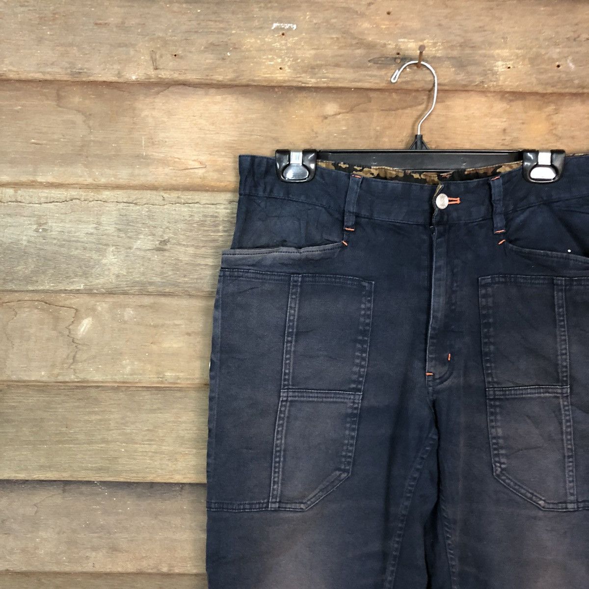 Japanese Brand RosaSen Dark Blue Multipocket cropped Cargo Pants #c981 Size US 32 / EU 48 - 6 Thumbnail