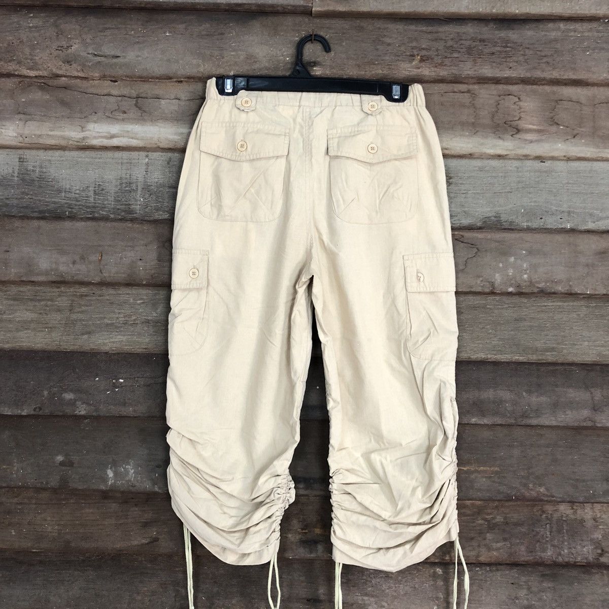 Japanese Brand N.O.T Cream Multipocket Cargo spring cropped Pants #3382 Size 28" / US 6 / IT 42 - 8 Thumbnail