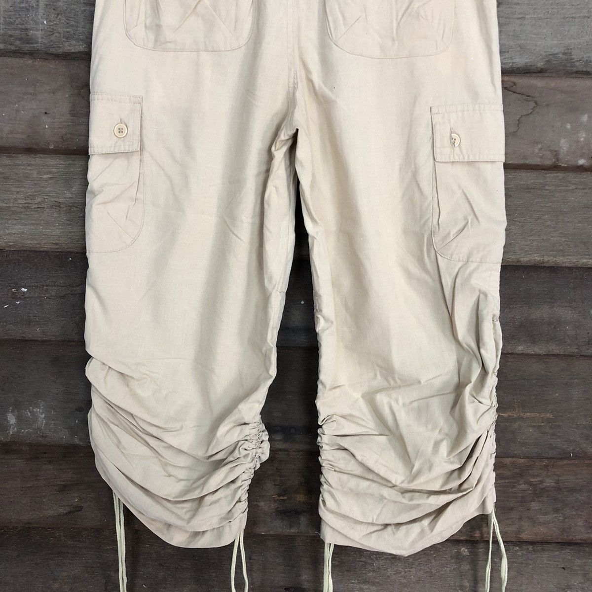Japanese Brand N.O.T Cream Multipocket Cargo spring cropped Pants #3382 Size 28" / US 6 / IT 42 - 10 Thumbnail