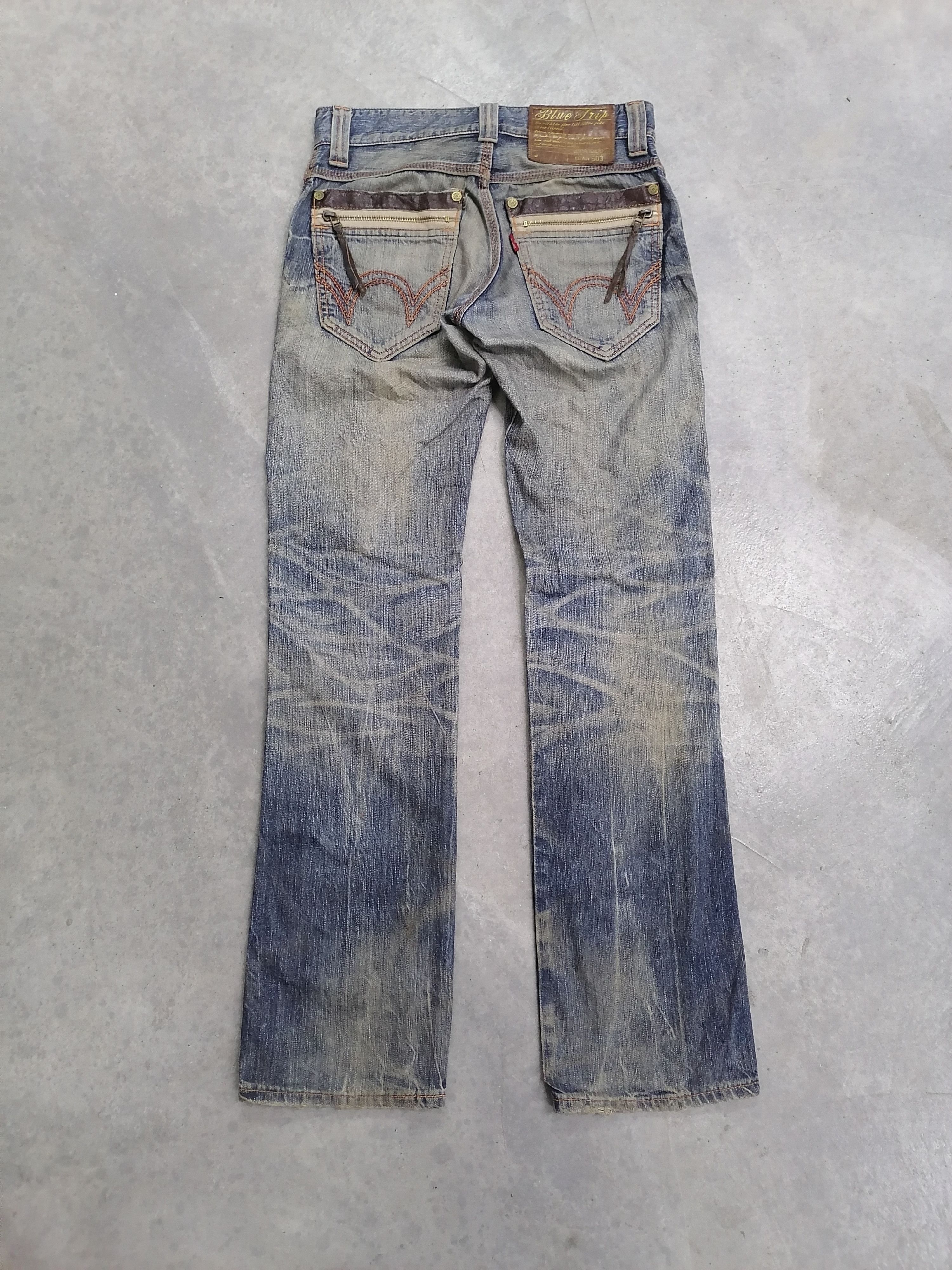 20471120 × Beauty Beast Super Trashed🔥Edwin 503 Blue Trip Distressed Denim Pants⚡⚡⚡ Size US 30 / EU 46 - 6 Thumbnail