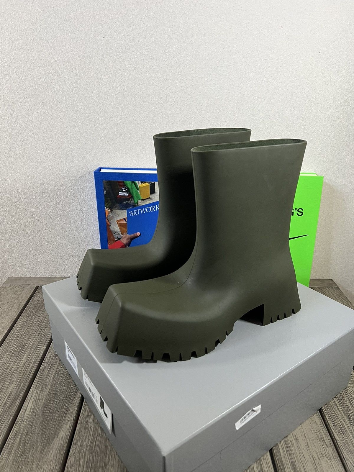 Balenciaga Rubber Trooper Boots Green Boots