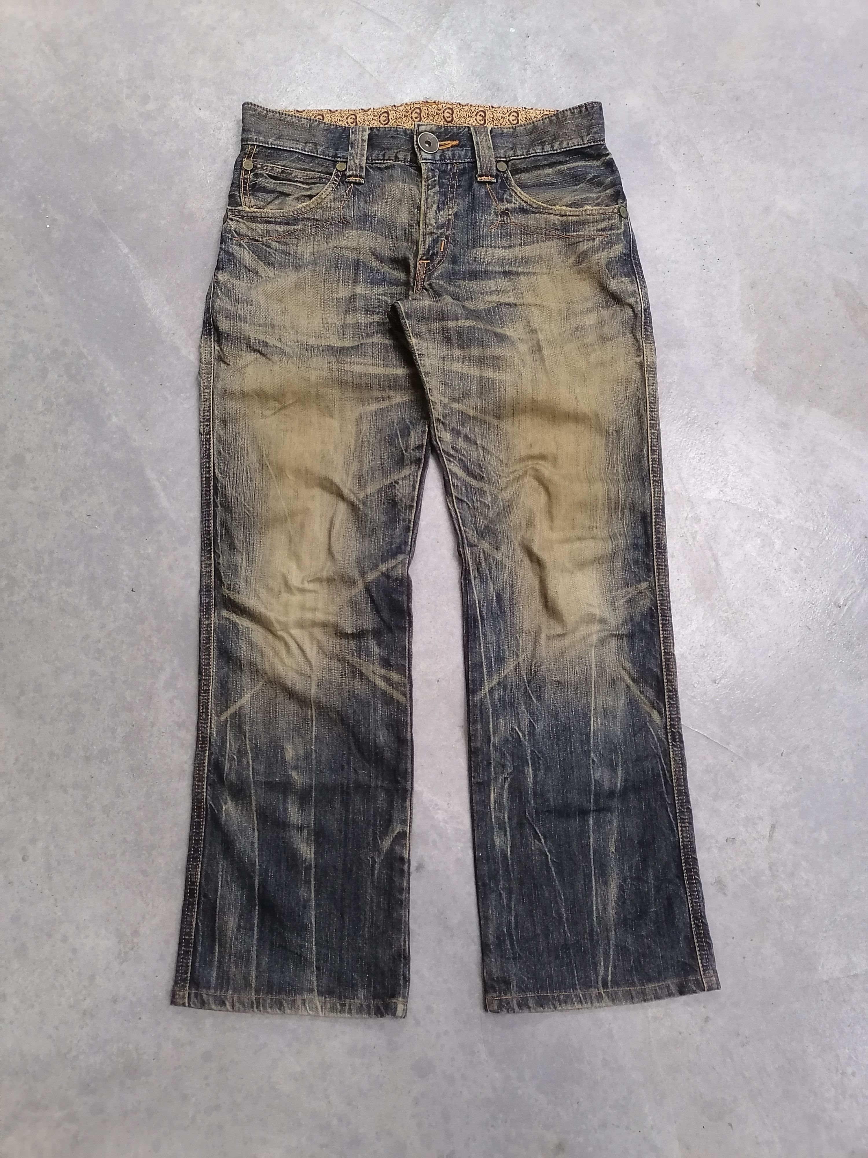 Japanese Brand Trashed Rusty Edwin 503 Blue Trip Distressed Denim Pants Size US 32 / EU 48 - 2 Thumbnail