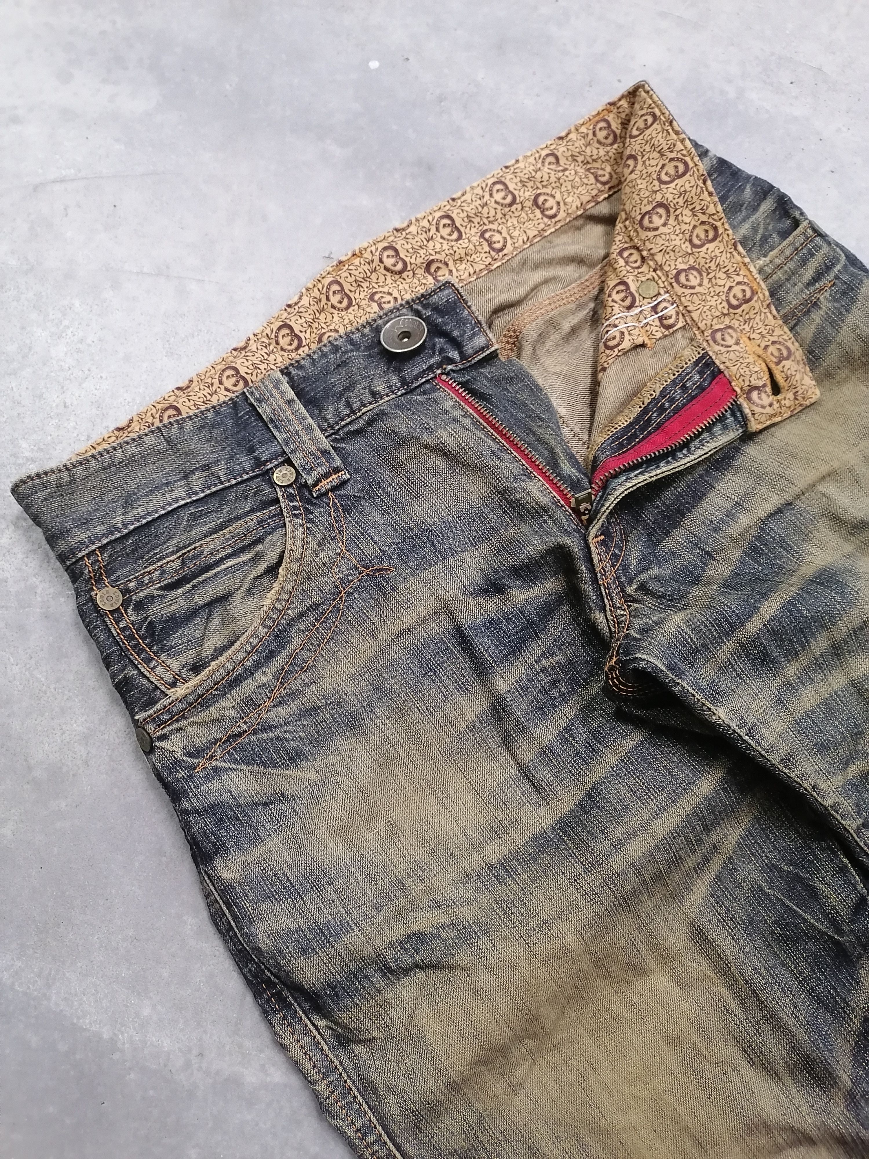 Japanese Brand Trashed Rusty Edwin 503 Blue Trip Distressed Denim Pants Size US 32 / EU 48 - 5 Thumbnail