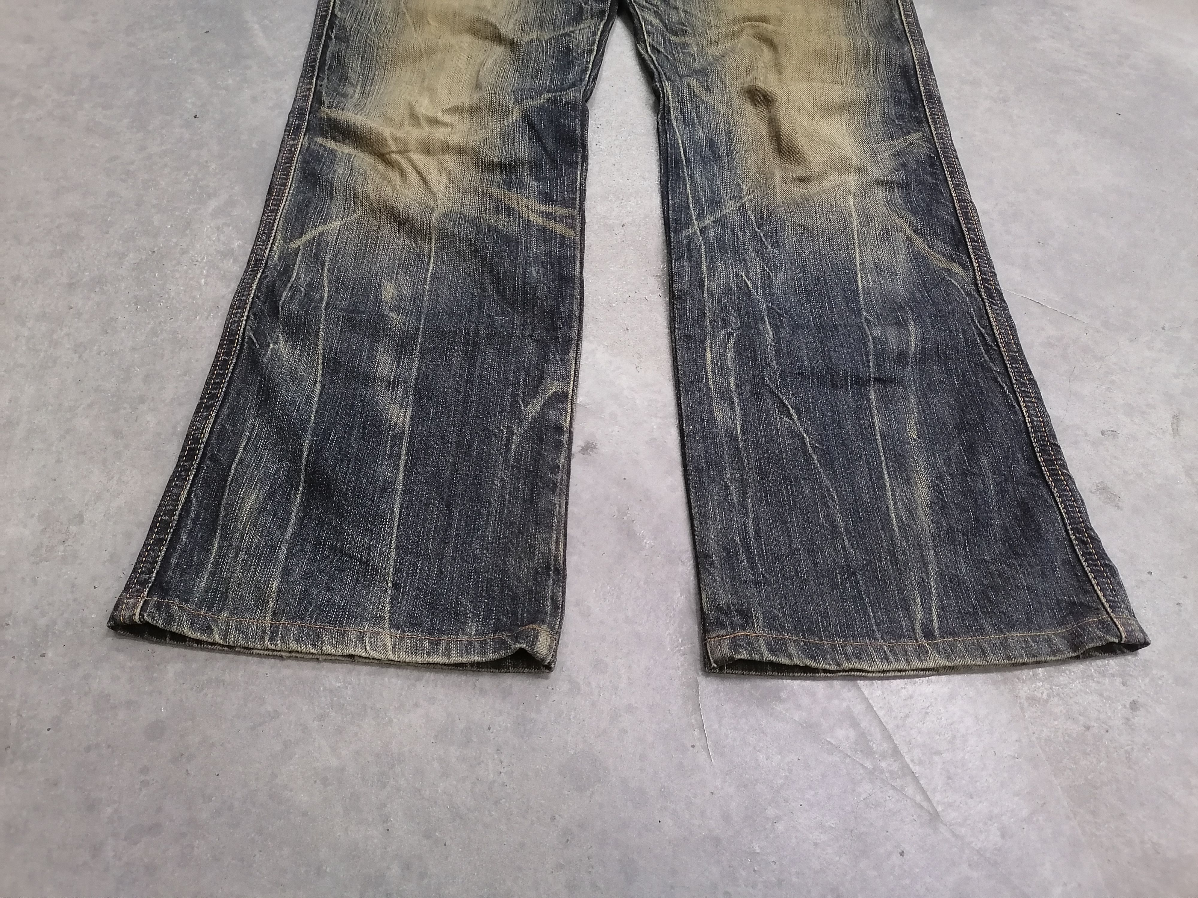 Japanese Brand Trashed Rusty Edwin 503 Blue Trip Distressed Denim Pants Size US 32 / EU 48 - 3 Thumbnail