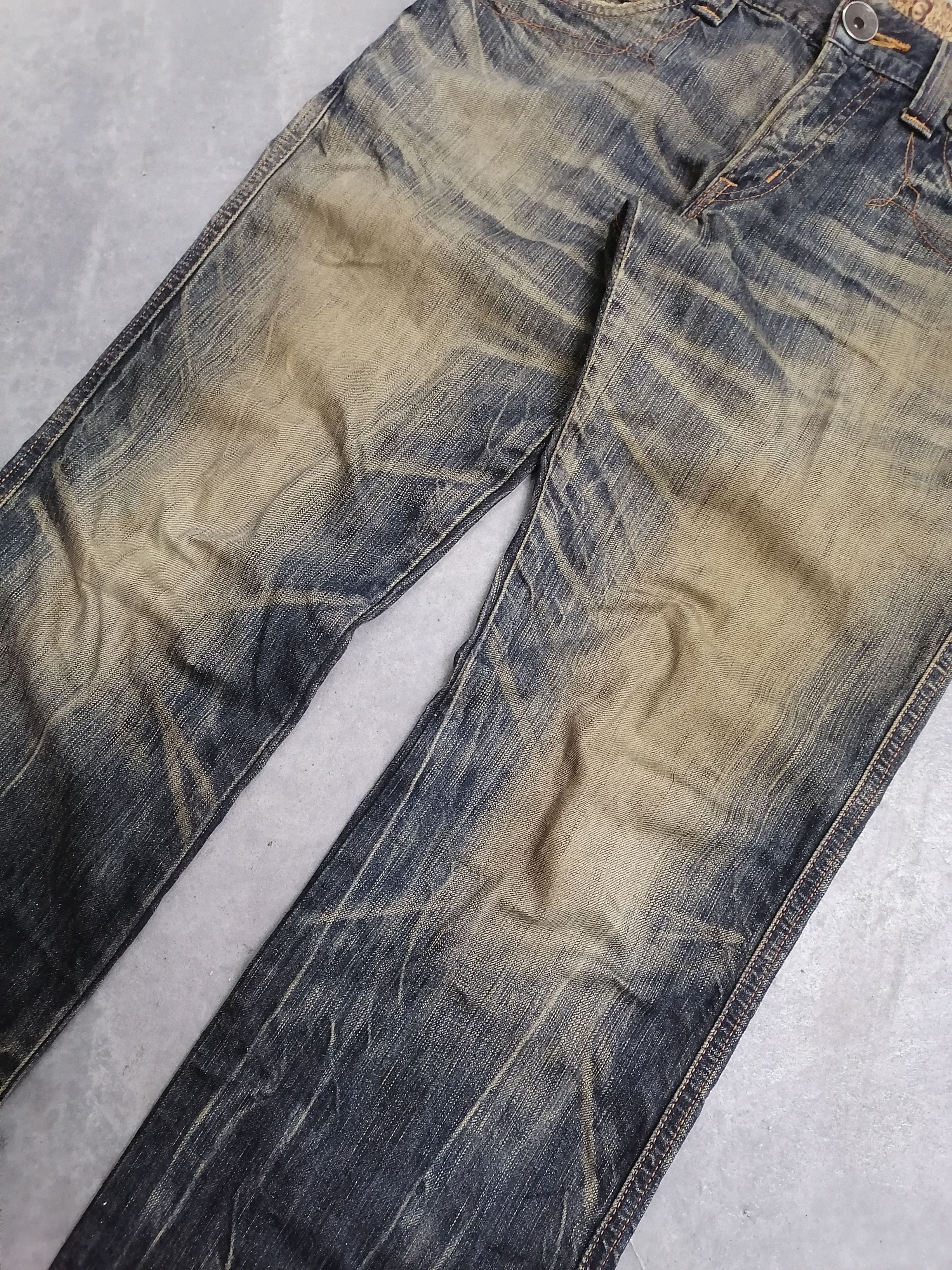 Japanese Brand Trashed Rusty Edwin 503 Blue Trip Distressed Denim Pants Size US 32 / EU 48 - 4 Thumbnail