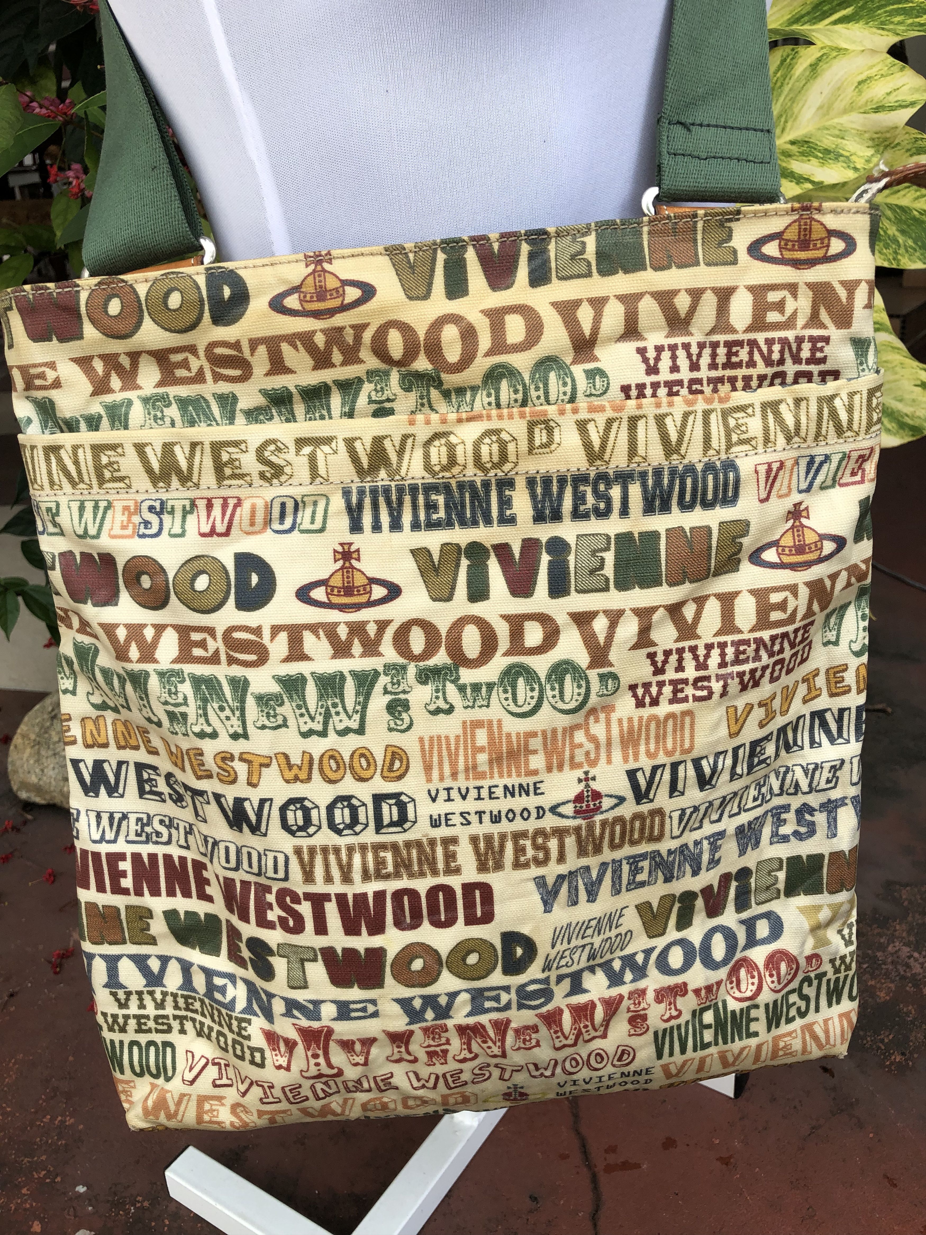 Vivienne Westwood RARE🔥VINTAGE V.W. MAN WATERPROOF COATED CANVAS AOP BAG Size ONE SIZE - 3 Thumbnail
