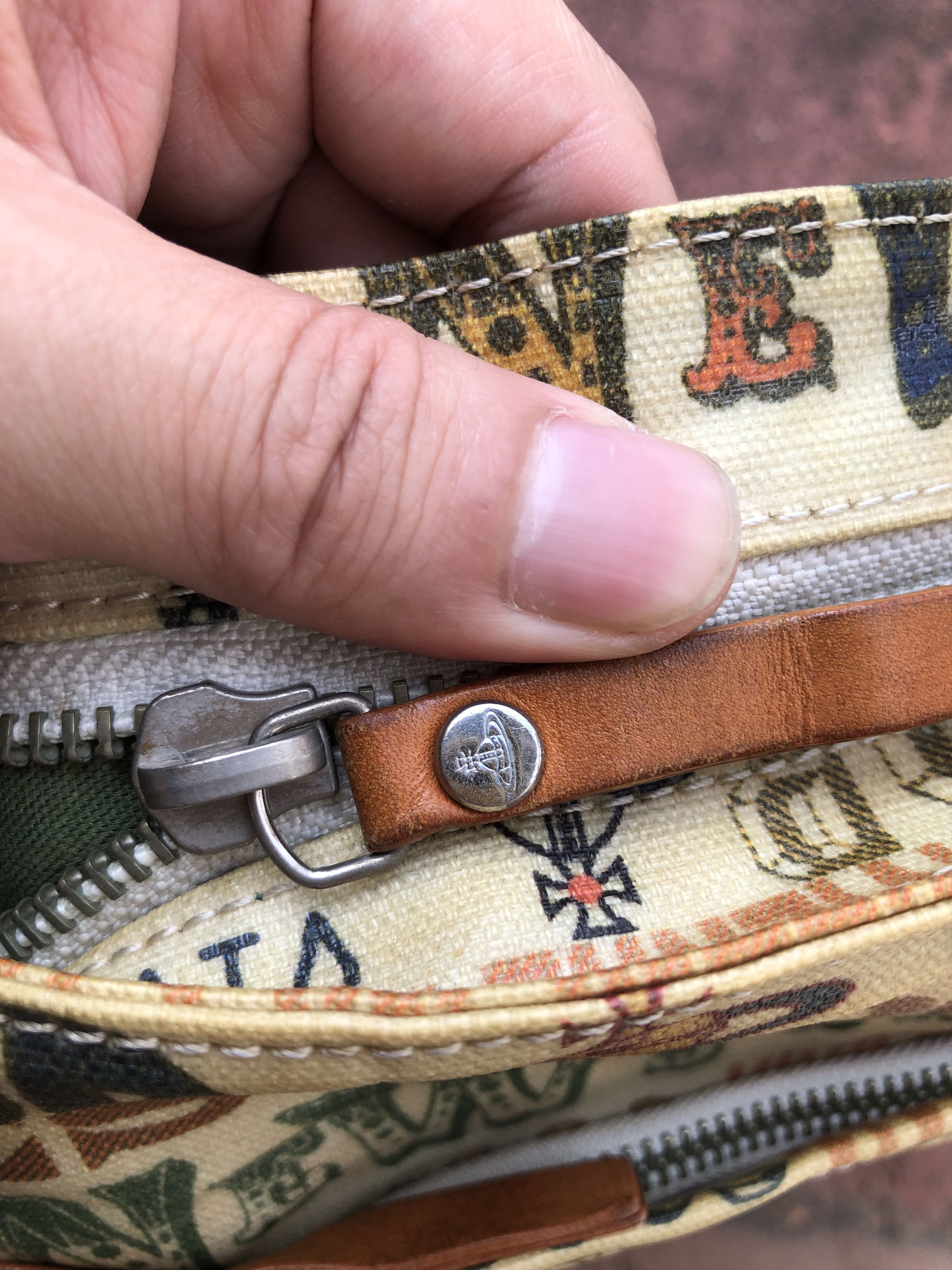 Vivienne Westwood RARE🔥VINTAGE V.W. MAN WATERPROOF COATED CANVAS AOP BAG Size ONE SIZE - 10 Thumbnail
