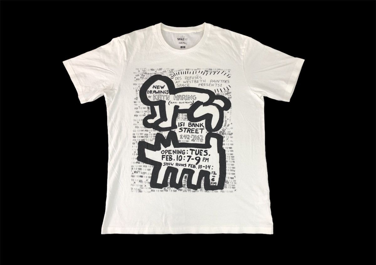 image of Hype x Keith Haring Sprzny Keith Haring New Drawing Bark Dog Art Tee in White, Men's (Size Medium)