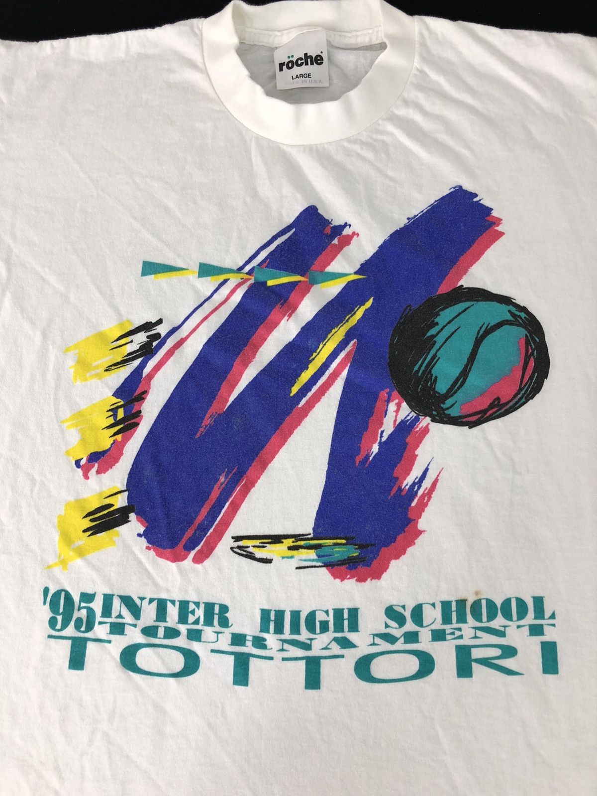 Vintage Vintage Roche Inter High School Tournament Tottori 1995 Tee Size US L / EU 52-54 / 3 - 3 Thumbnail