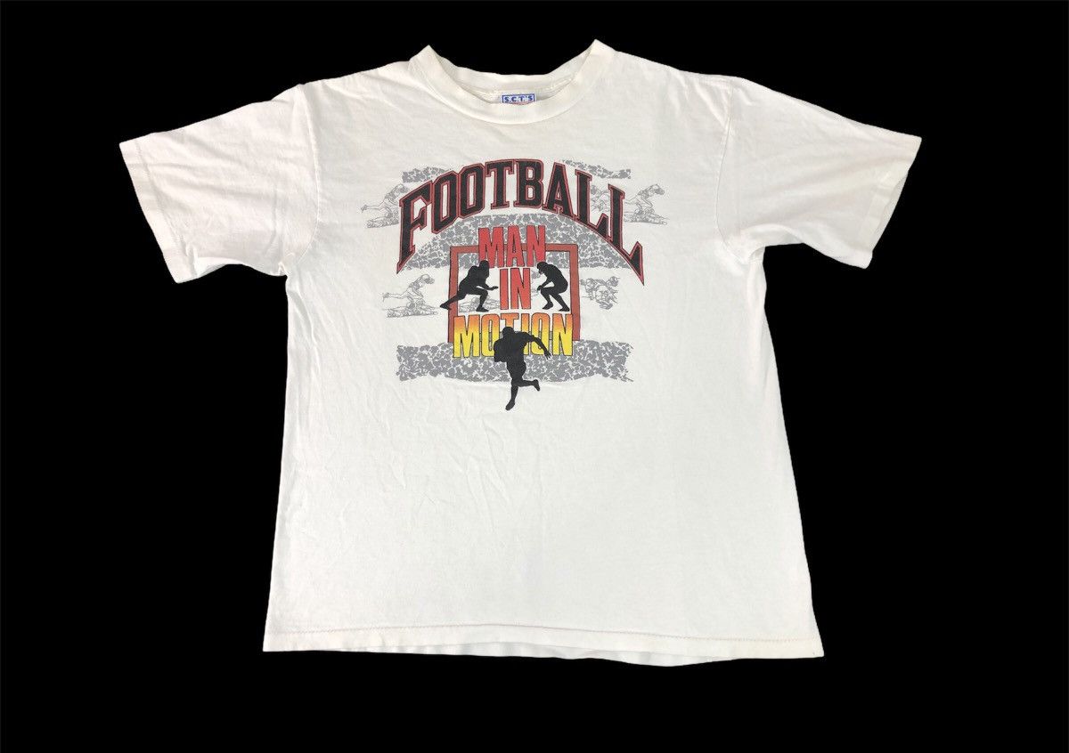 image of Vintage Scts Football Main In Motion Sportwear Big Logo Tee in White, Men's (Size Medium)