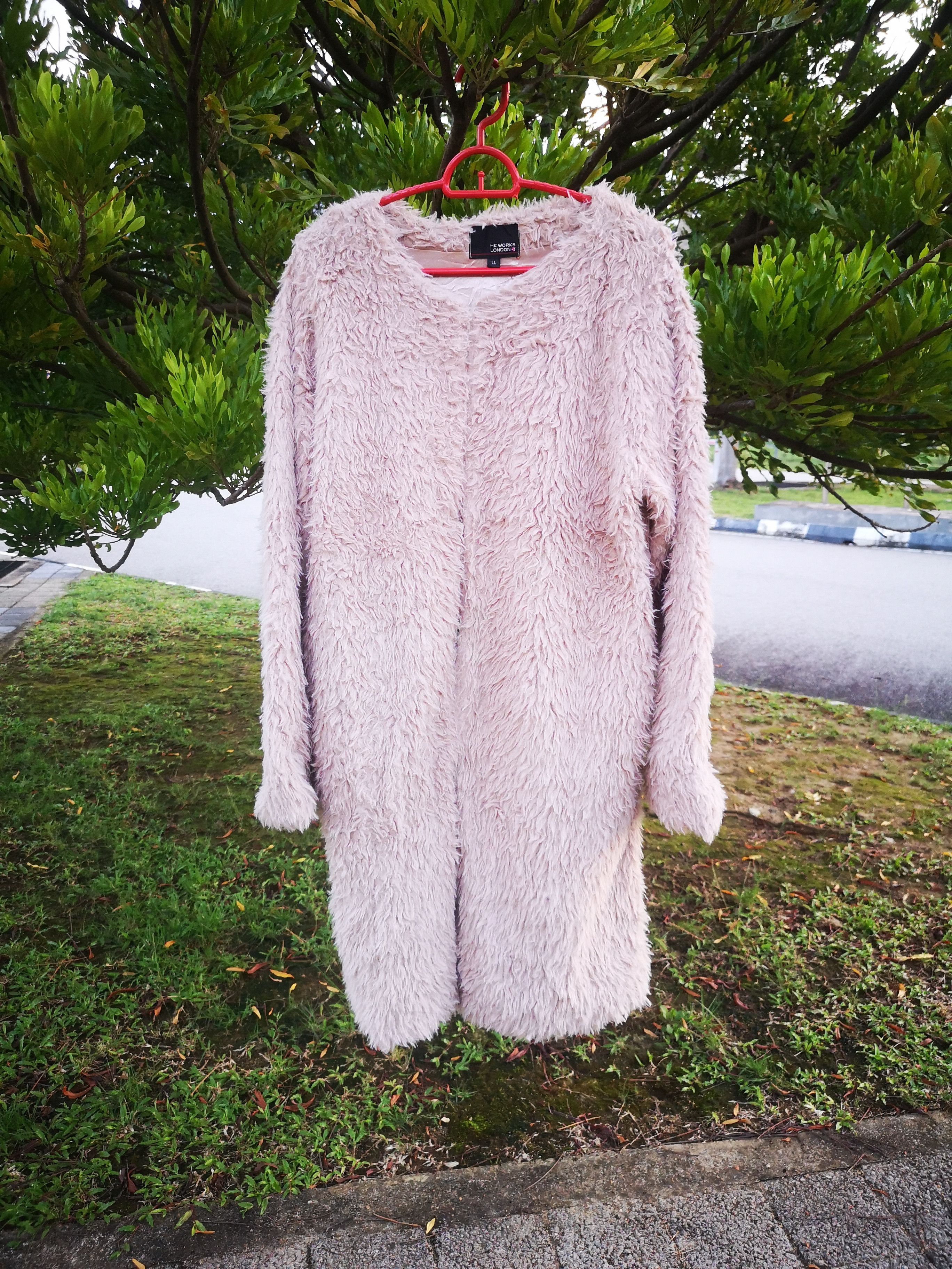 Designer × Japanese Brand × Vintage HK Work London Long Faux Fur Fleece Cardigan Size L / US 10 / IT 46 - 1 Thumbnail
