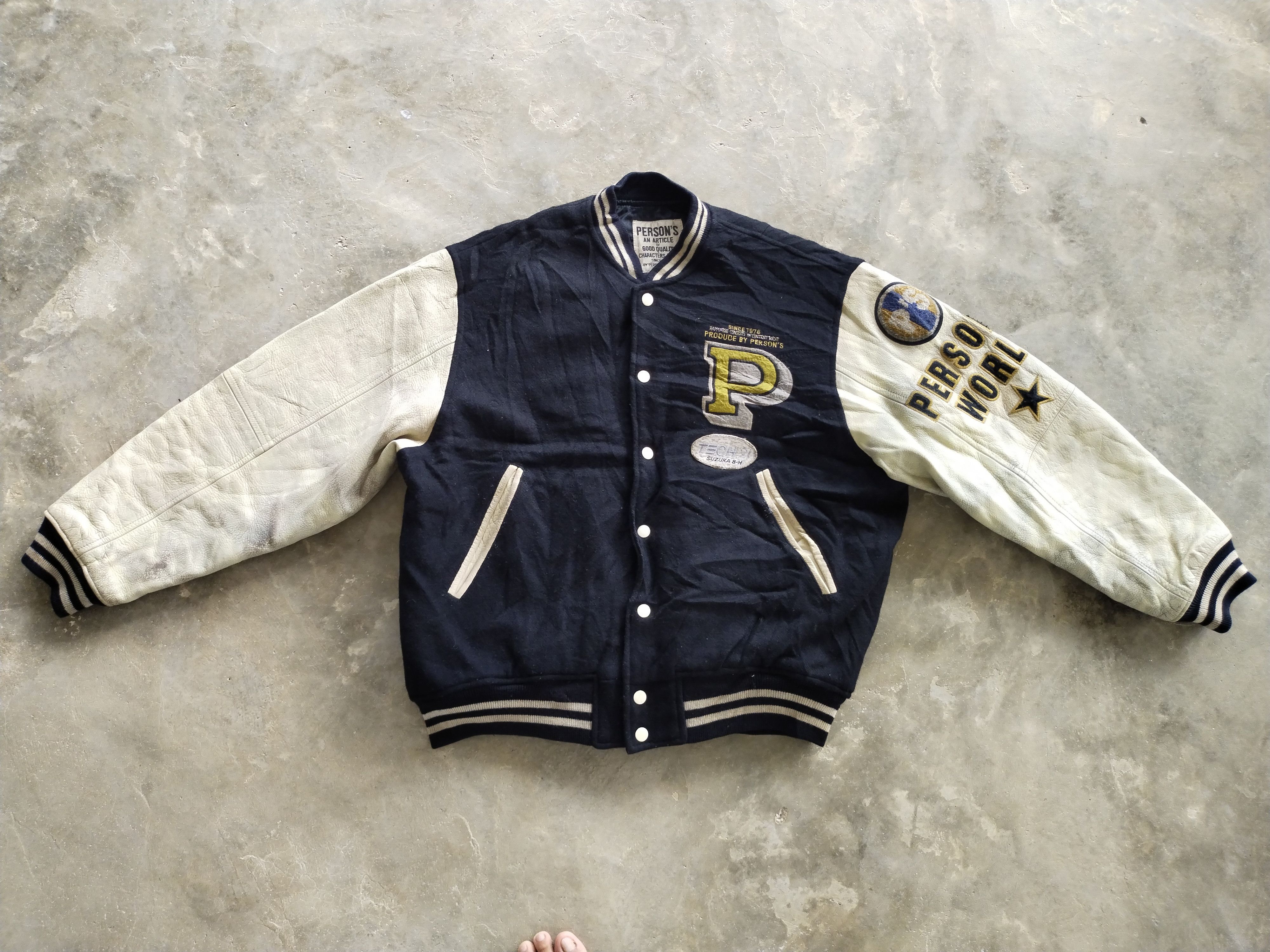 PERSON'S Vintage 70s Varsity PERSON'S Wool/Leather Jacket Size US L / EU 52-54 / 3 - 1 Thumbnail