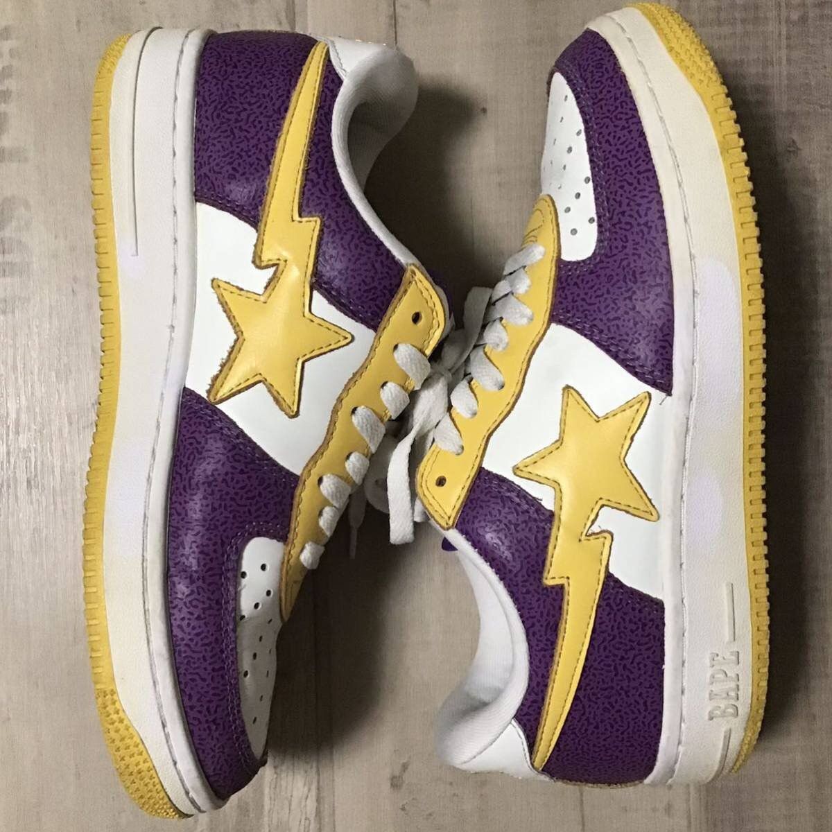 Bape 🔥Lakers color🔥 Leather BAPE STA sneakers a bathing ape shoes Size US 8 / EU 41 - 3 Thumbnail
