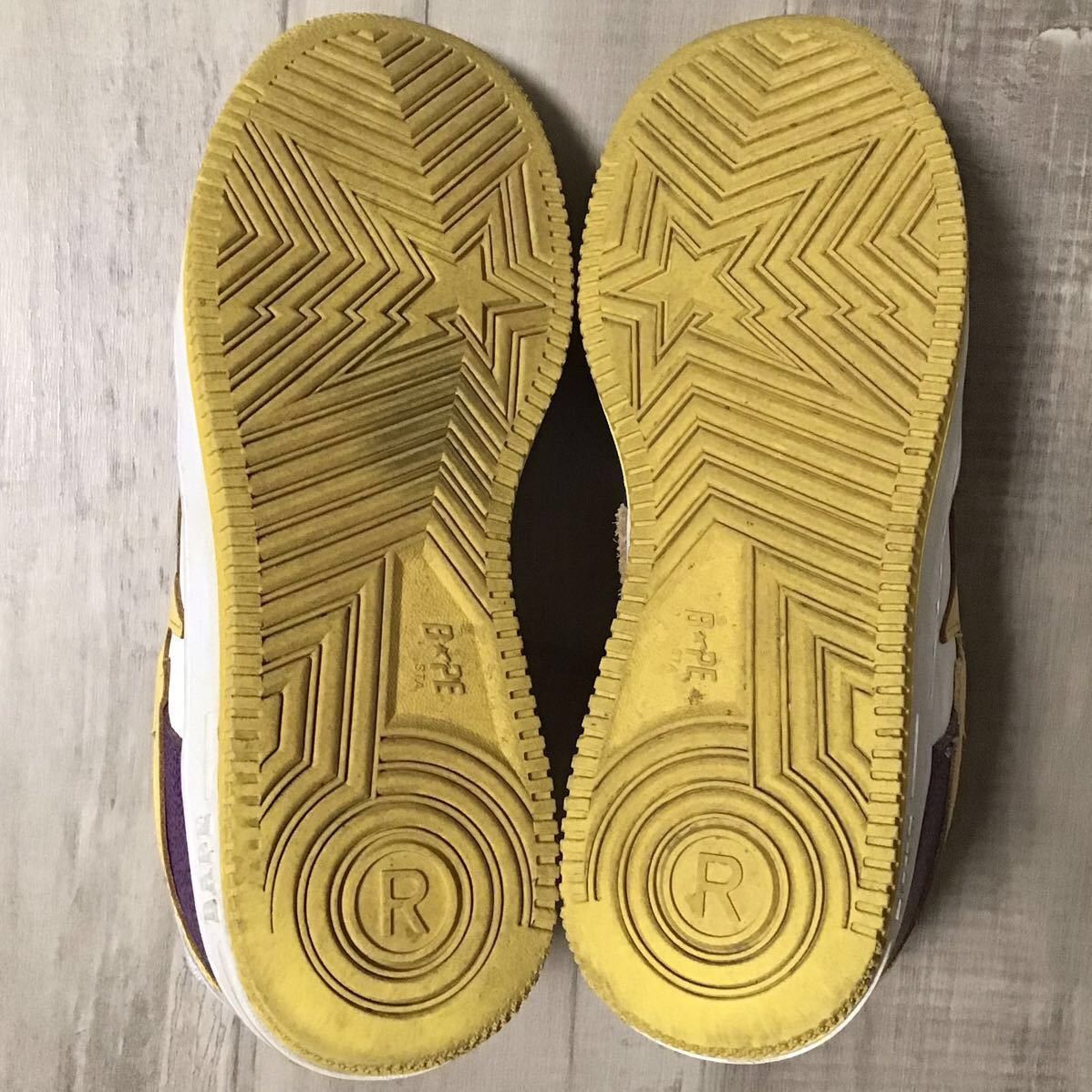Bape 🔥Lakers color🔥 Leather BAPE STA sneakers a bathing ape shoes Size US 8 / EU 41 - 6 Thumbnail