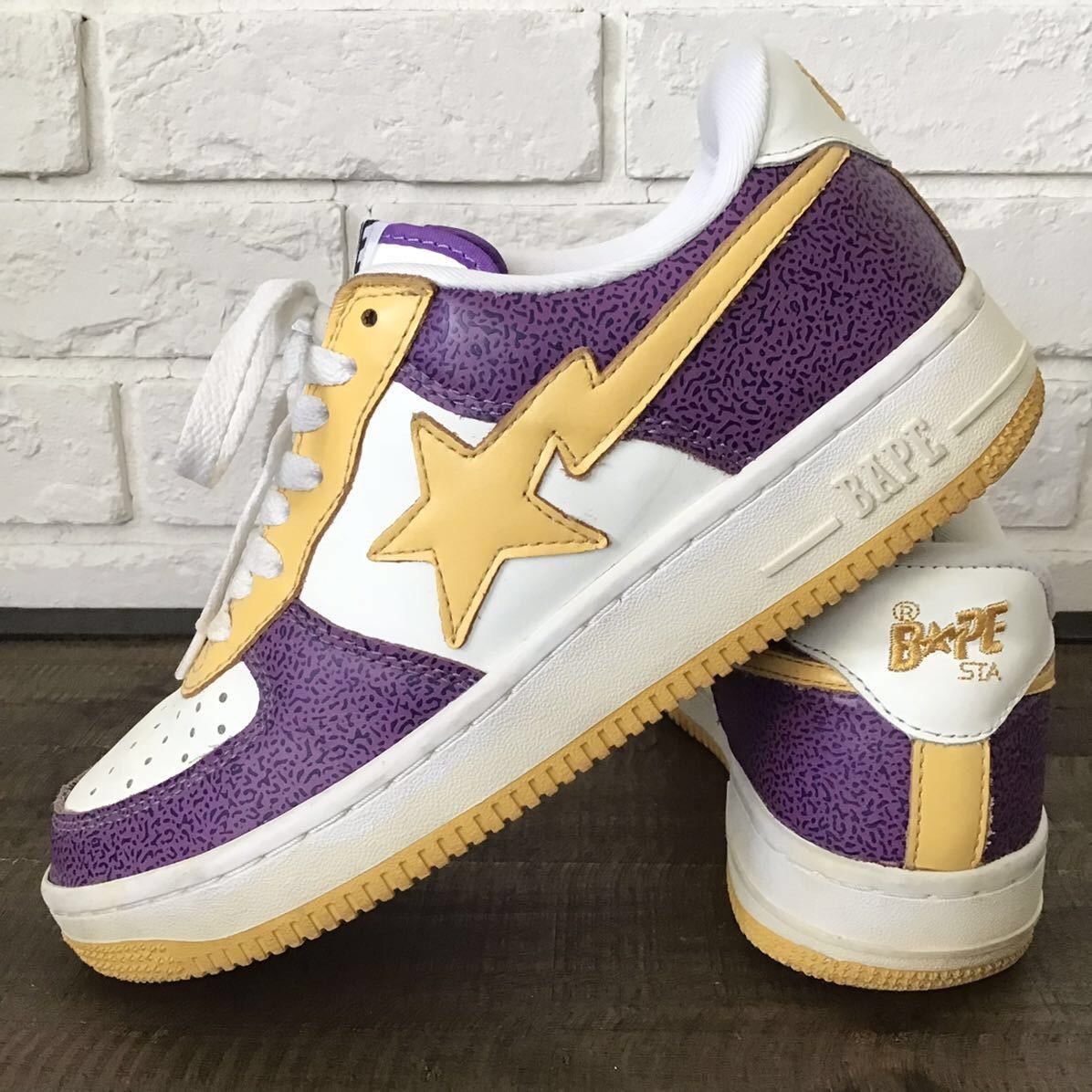 Bape 🔥Lakers color🔥 Leather BAPE STA sneakers a bathing ape shoes Size US 8 / EU 41 - 1 Thumbnail