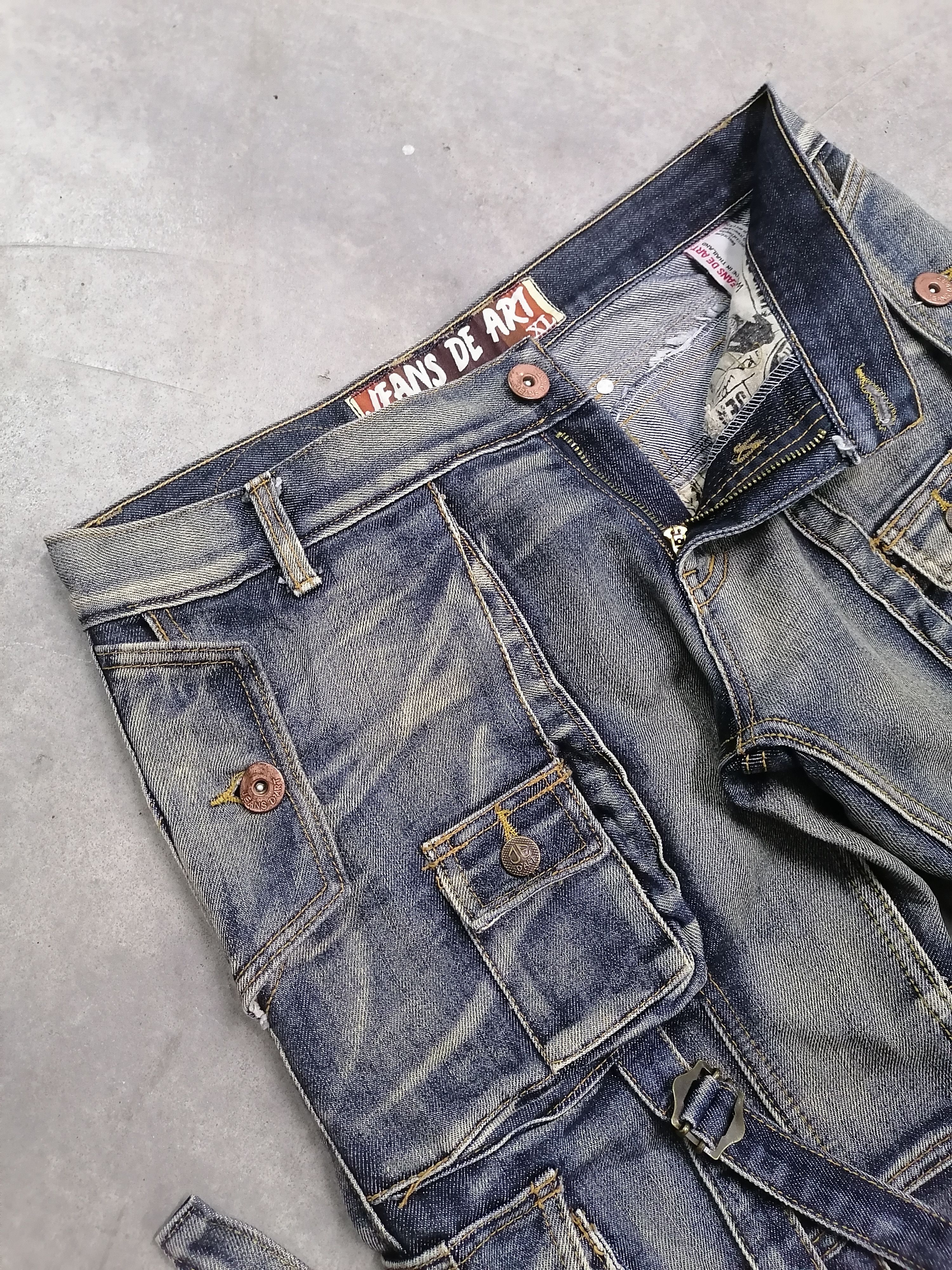 Japanese Brand RARE🔥Jeans De Art Tactical Bondage Distressed Denim Pants⚡ Size US 32 / EU 48 - 6 Thumbnail