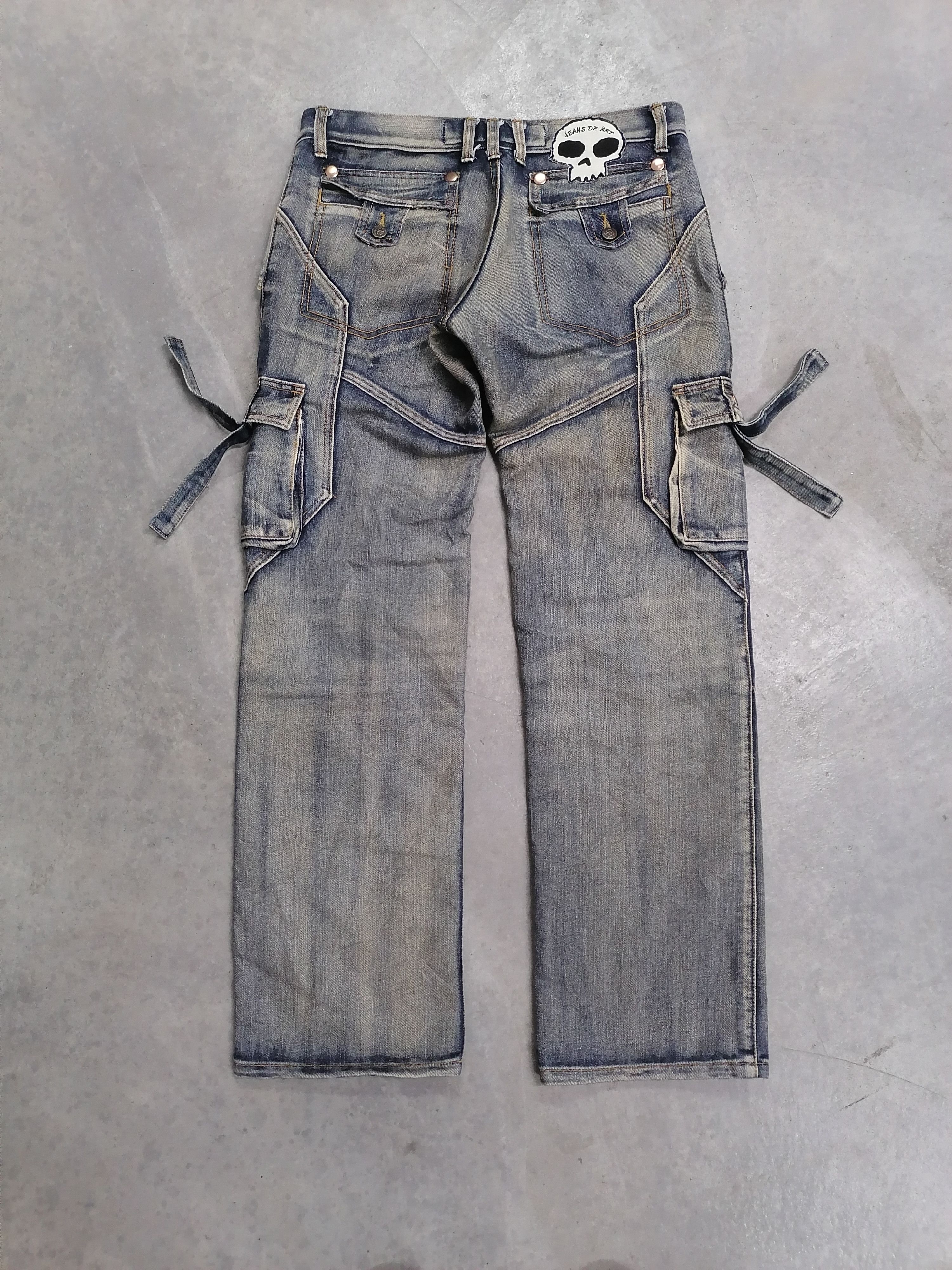 Japanese Brand RARE🔥Jeans De Art Tactical Bondage Distressed Denim Pants⚡ Size US 32 / EU 48 - 7 Thumbnail