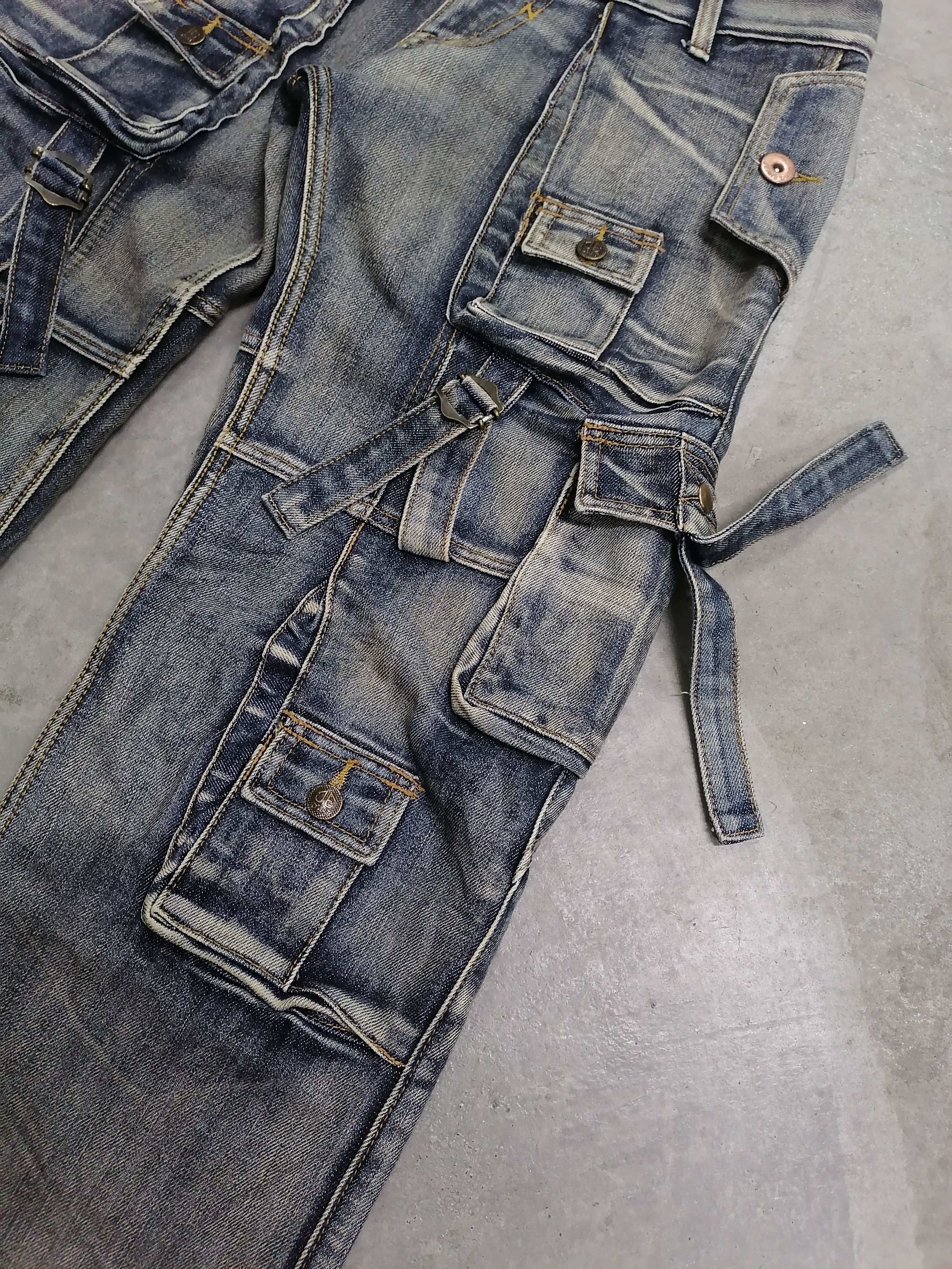 Japanese Brand RARE🔥Jeans De Art Tactical Bondage Distressed Denim Pants⚡ Size US 32 / EU 48 - 4 Thumbnail