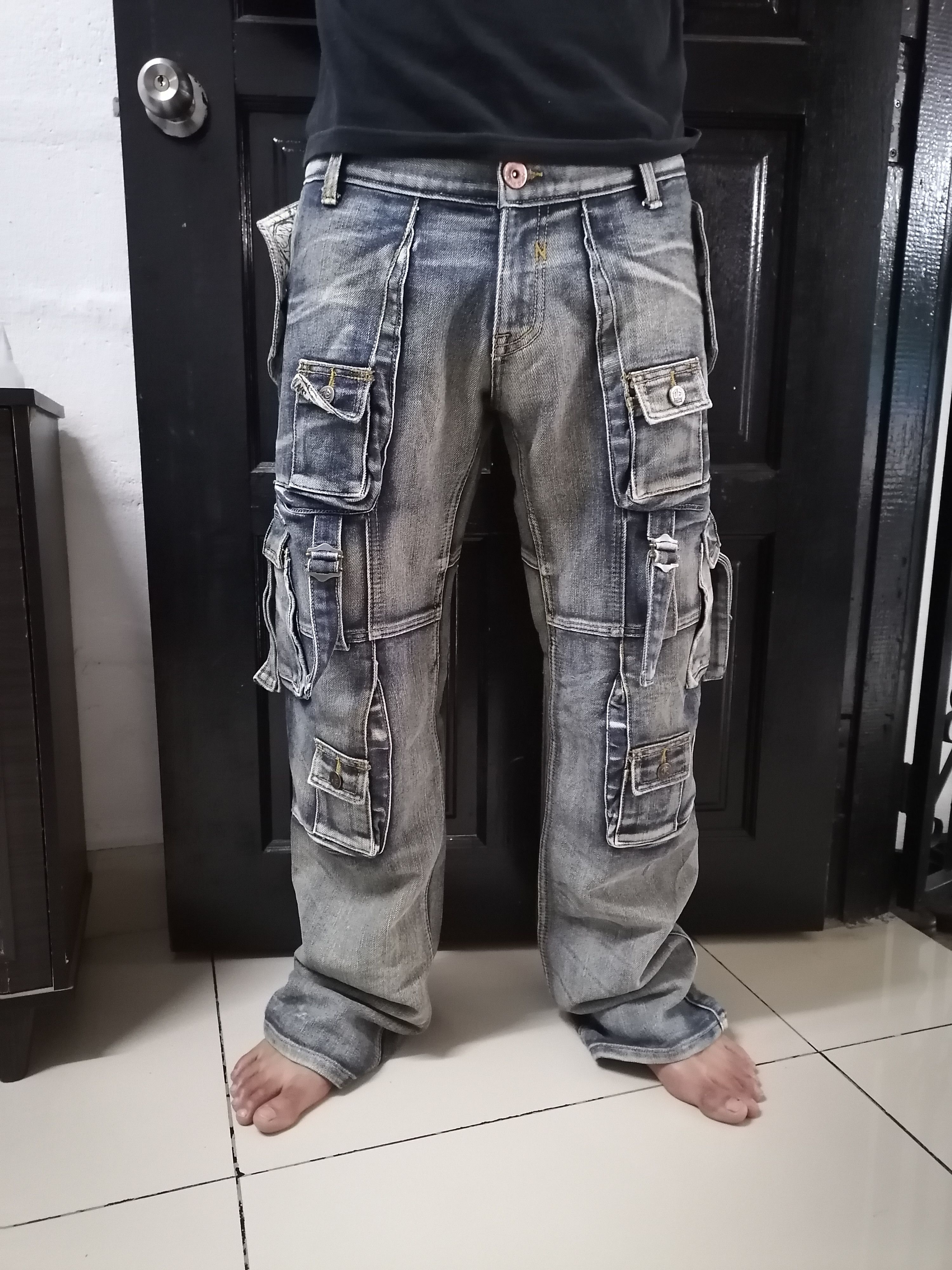 Japanese Brand RARE🔥Jeans De Art Tactical Bondage Distressed Denim Pants⚡ Size US 32 / EU 48 - 13 Thumbnail