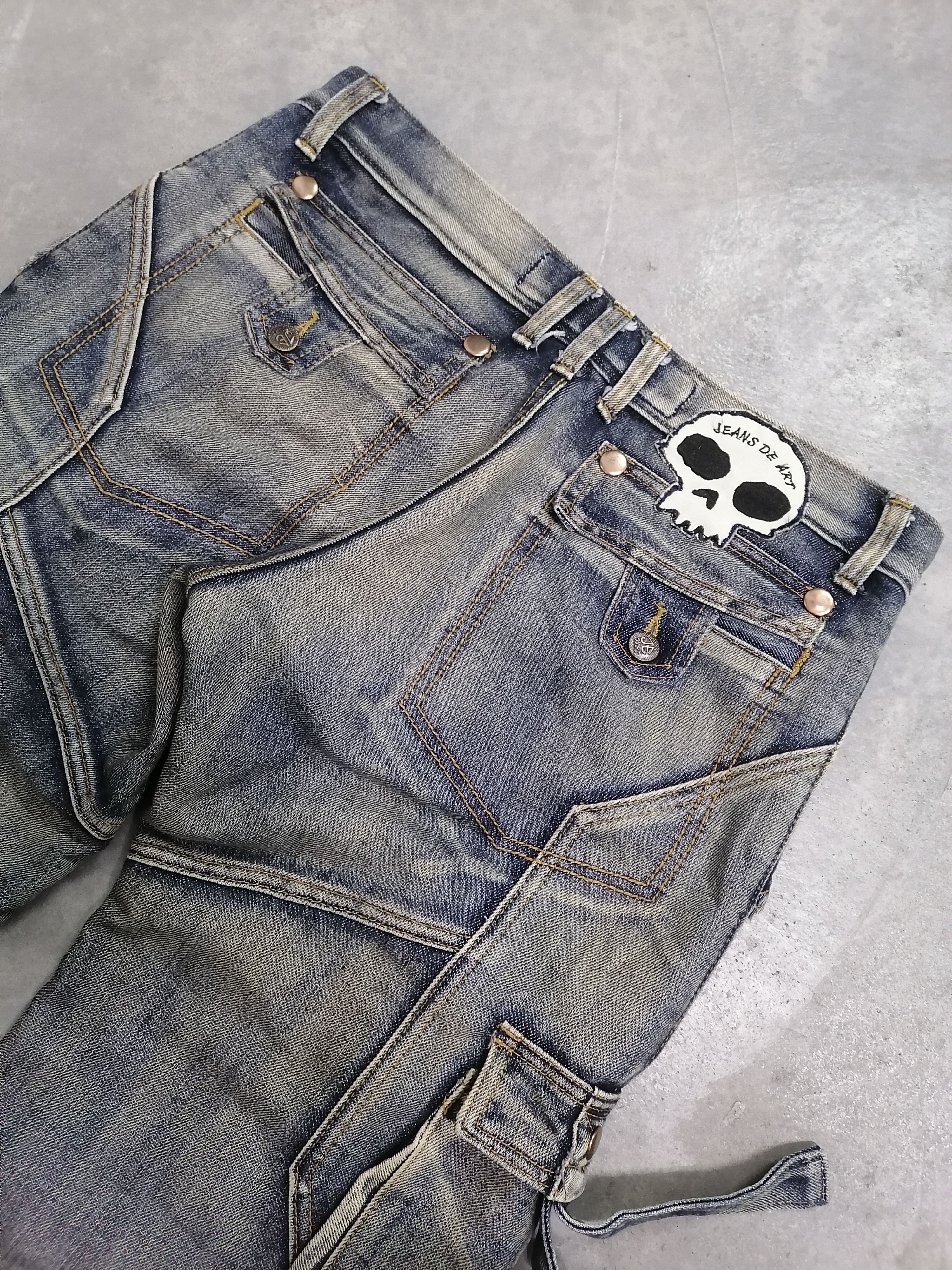Japanese Brand RARE🔥Jeans De Art Tactical Bondage Distressed Denim Pants⚡ Size US 32 / EU 48 - 8 Thumbnail