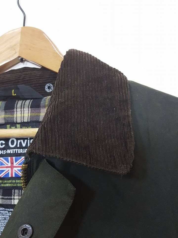 Vintage Mc Orvis Olive Army Corduroy Collar Waxed Jacket Size US L / EU 52-54 / 3 - 7 Thumbnail