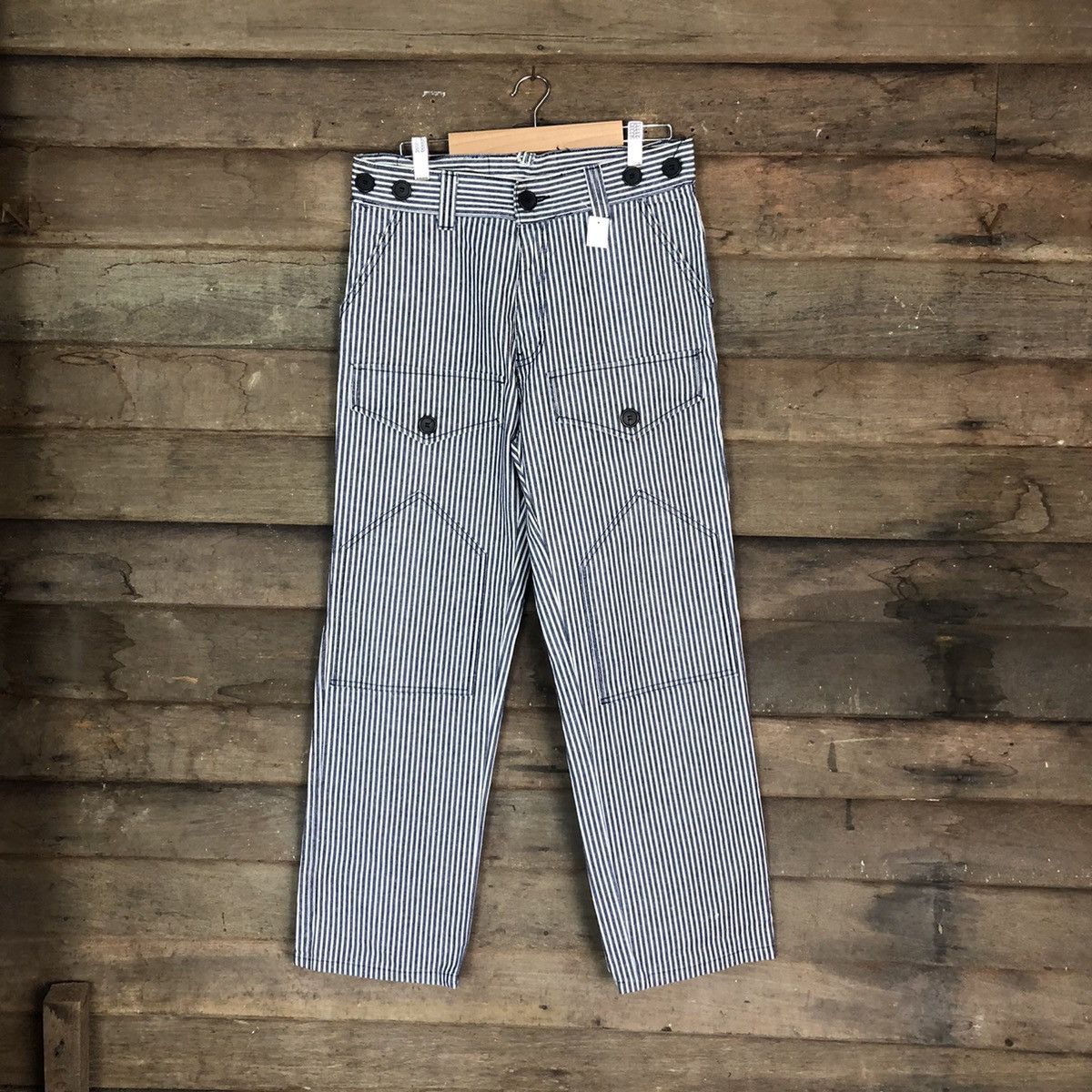 Japanese Brand DLL japan Stripe double knee Cargo Multipocket Pants #1360 Size US 30 / EU 46 - 1 Thumbnail