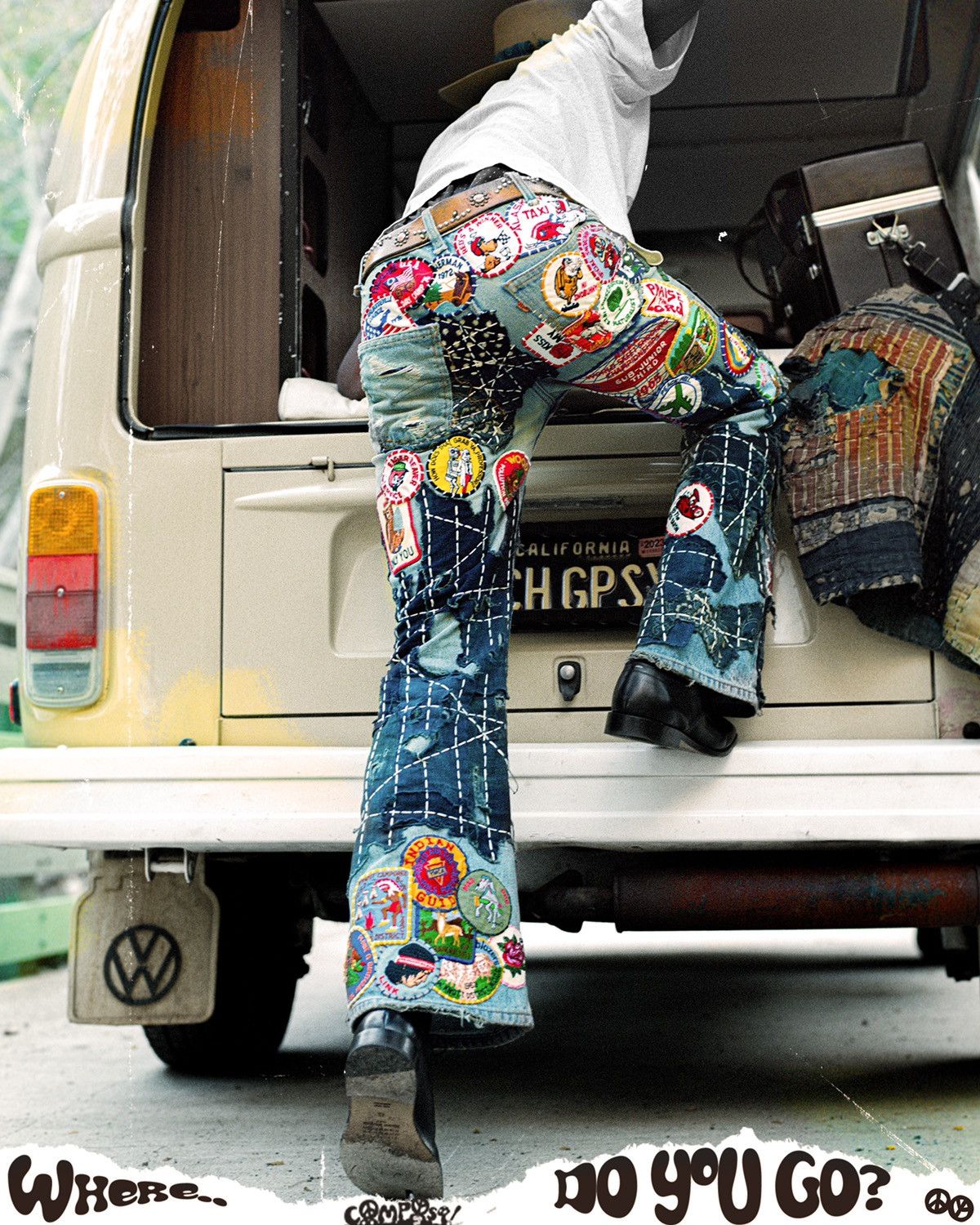 Handmade × Levi's × Vintage “Where Do You Go” Composted Boro Levi’s 684 Bell Bottoms Size US 31 - 3 Thumbnail